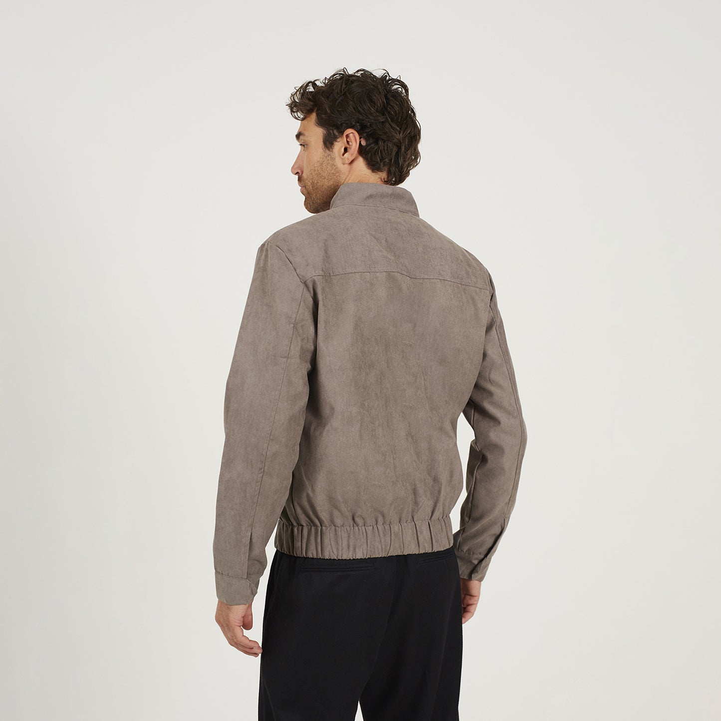 Brave Soul Taupe Faux Suede Bomber Jacket - Taupe Image 2
