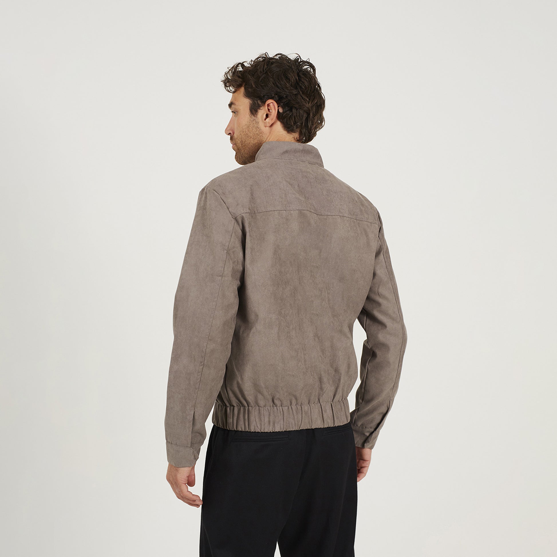 Brave Soul Taupe Faux Suede Bomber Jacket - Taupe Image 2