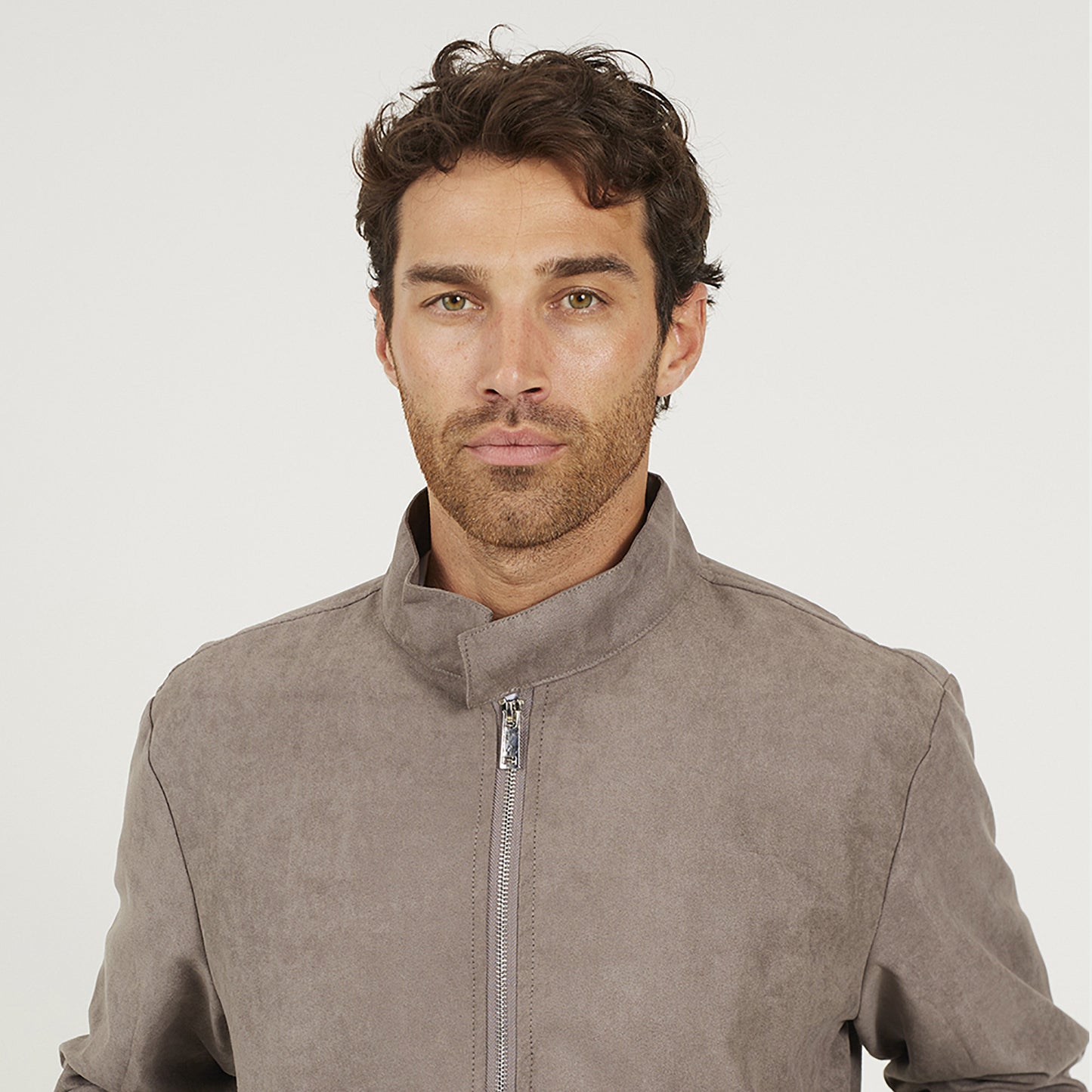 Brave Soul Taupe Faux Suede Bomber Jacket - Taupe Image 4