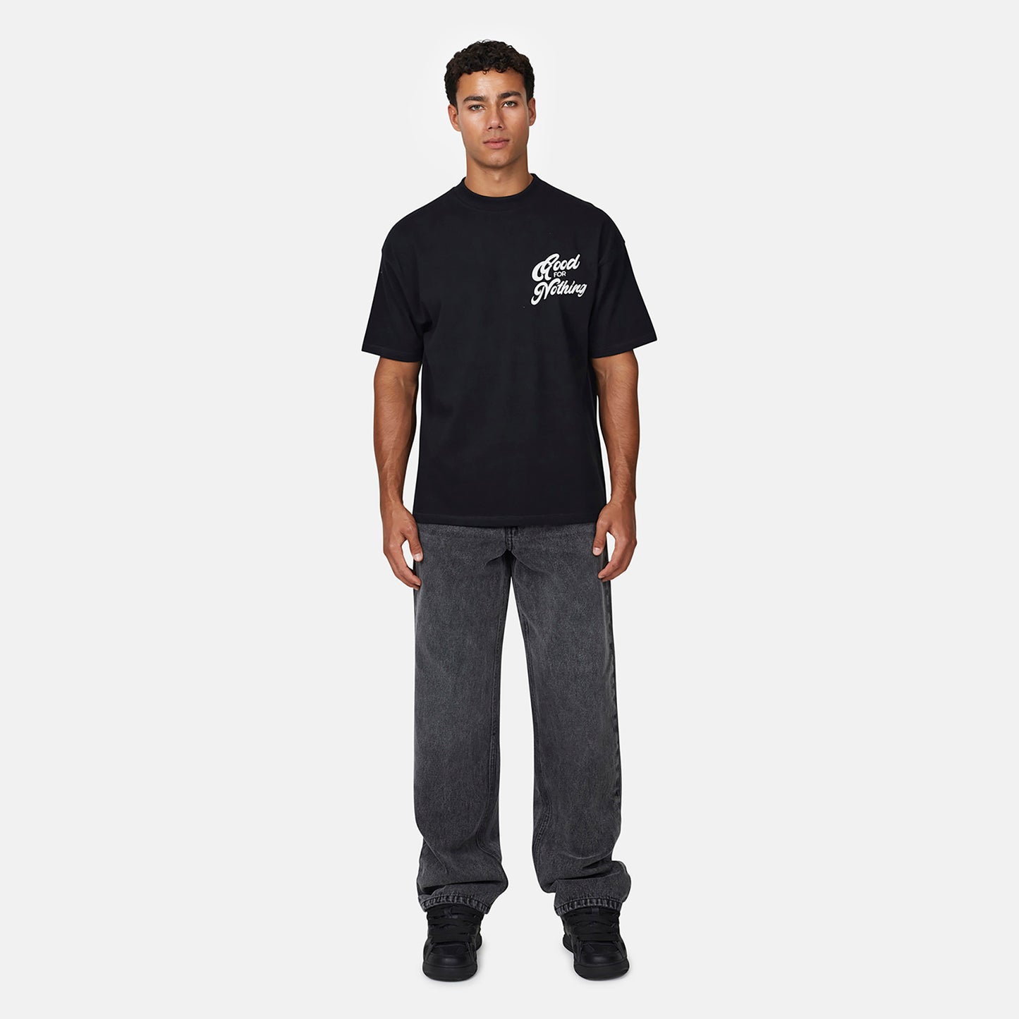 Good For Nothing  Grey Baggy Vintage Wash Denim Jeans - Grey Image 3
