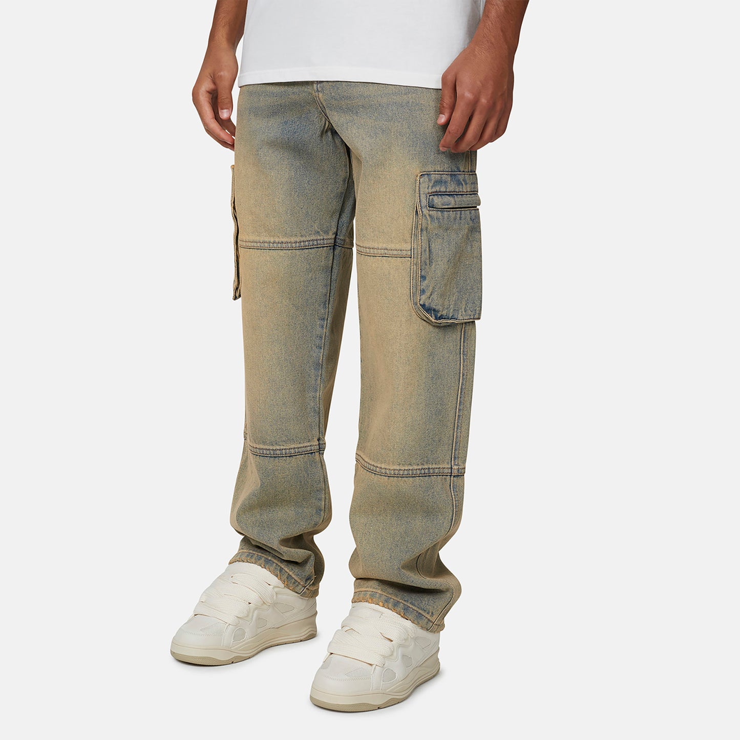 Good For Nothing  Blue Baggy Washed Cargo Denim Jeans - Blue Image 5
