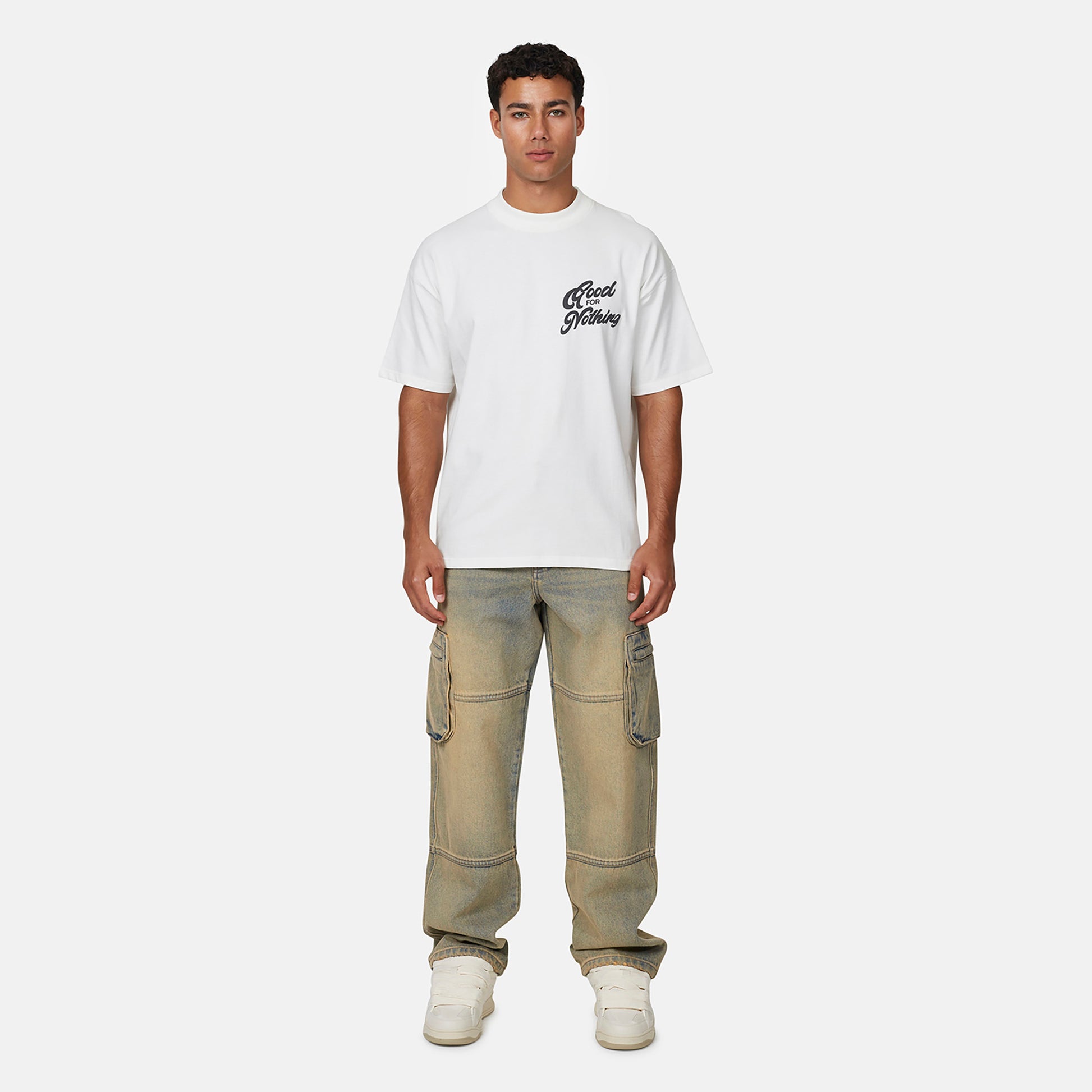 Good For Nothing  Blue Baggy Washed Cargo Denim Jeans - Blue Image 4