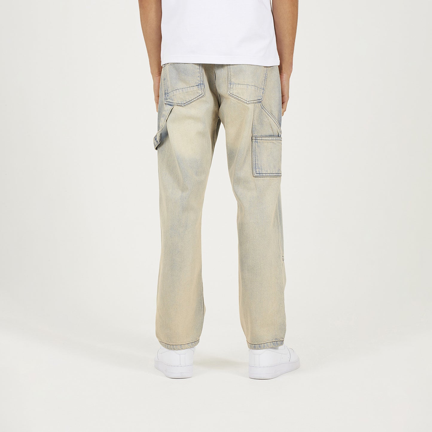 Brave Soul Light Sand Loose Fit Carpenter Style Denim Jeans - Light Sand Image 2