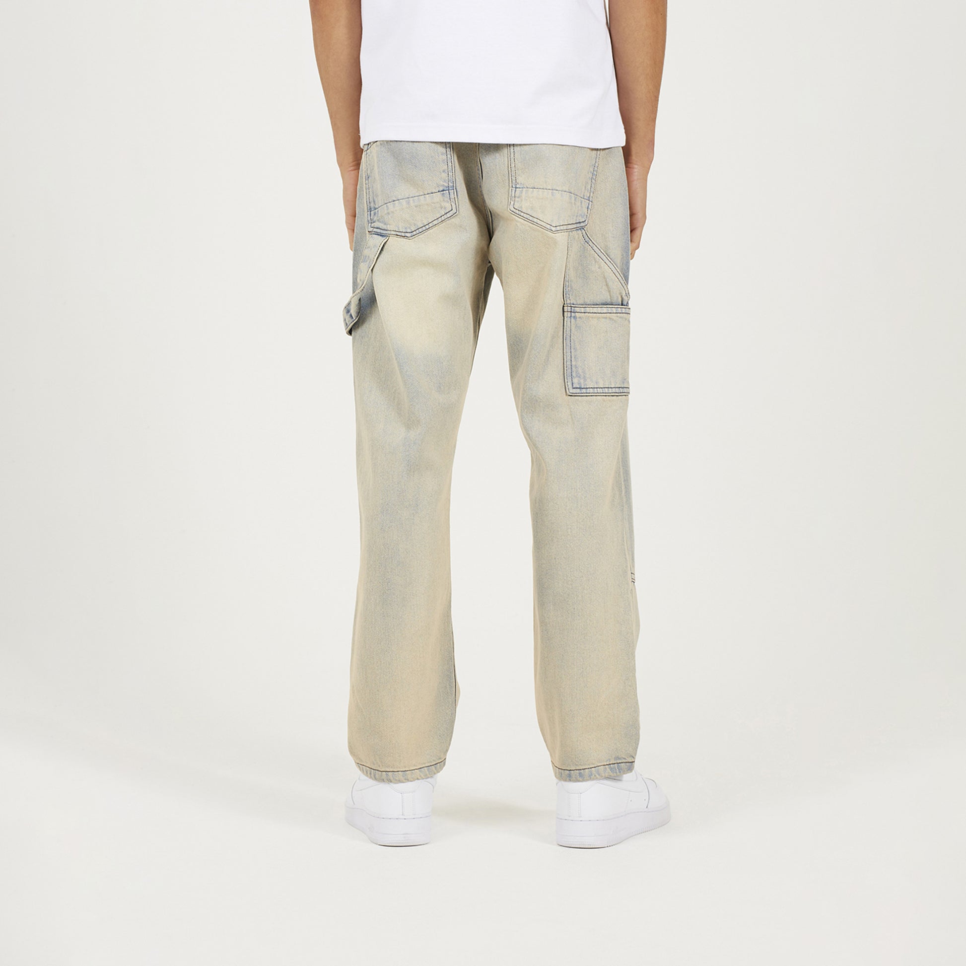Brave Soul Light Sand Loose Fit Carpenter Style Denim Jeans - Light Sand Image 2