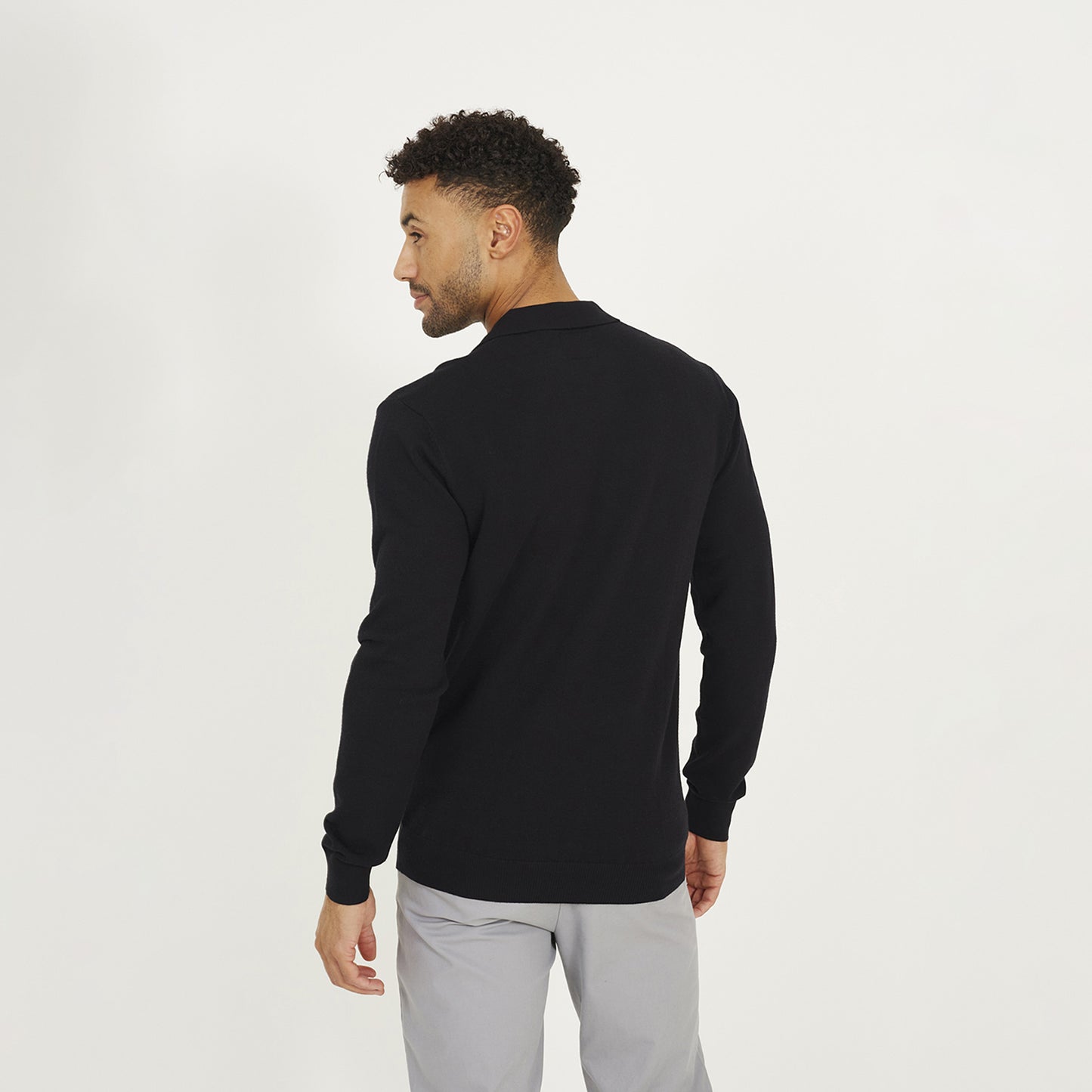 Brave Soul Black Long Sleeve Trophy Neck Polo - Black Image 2