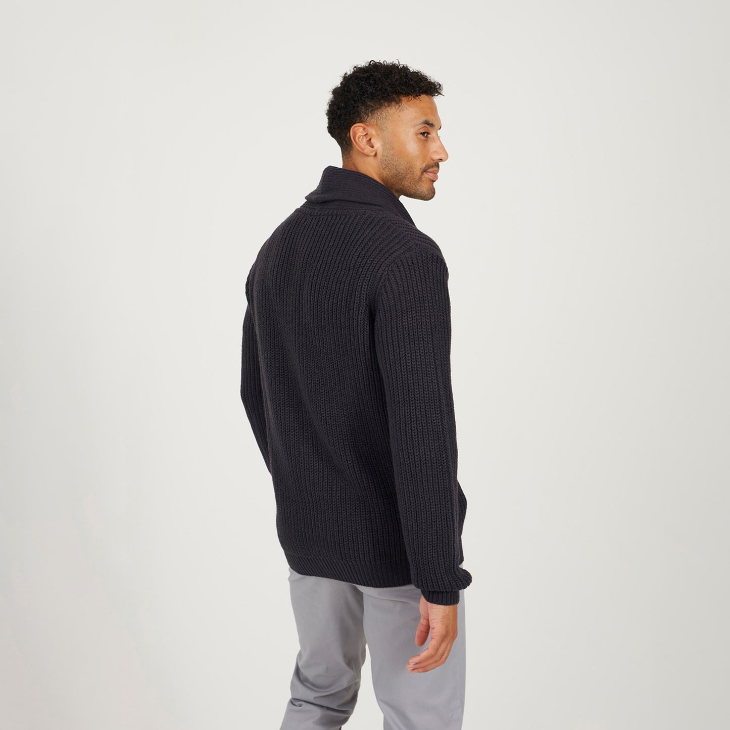Brave Soul Navy Shawl Neck Chunky Knit Cardigan - Navy Image 2