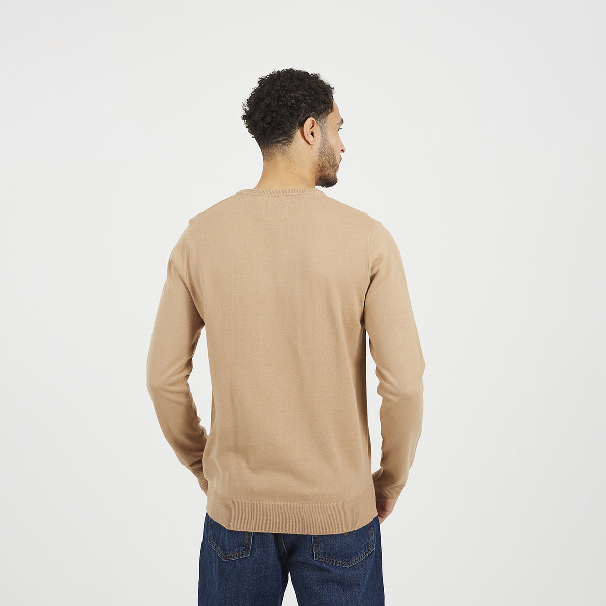 Brave Soul Tan Crew Neck Knitted Jumper - Tan Image 2