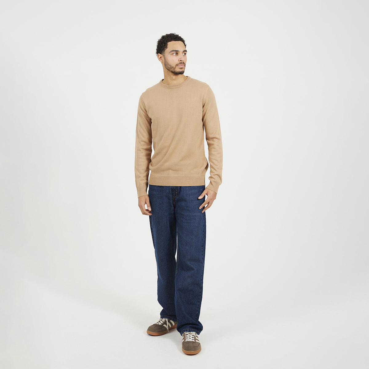 Brave Soul Tan Crew Neck Knitted Jumper - Tan Image 3