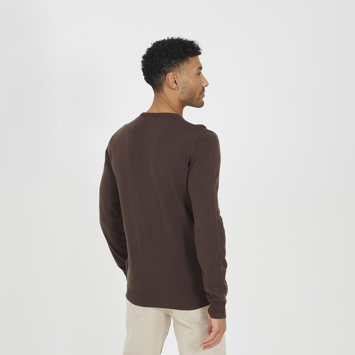 Brave Soul Chocolate Crew Neck Knitted Jumper - Chocolate Image 2