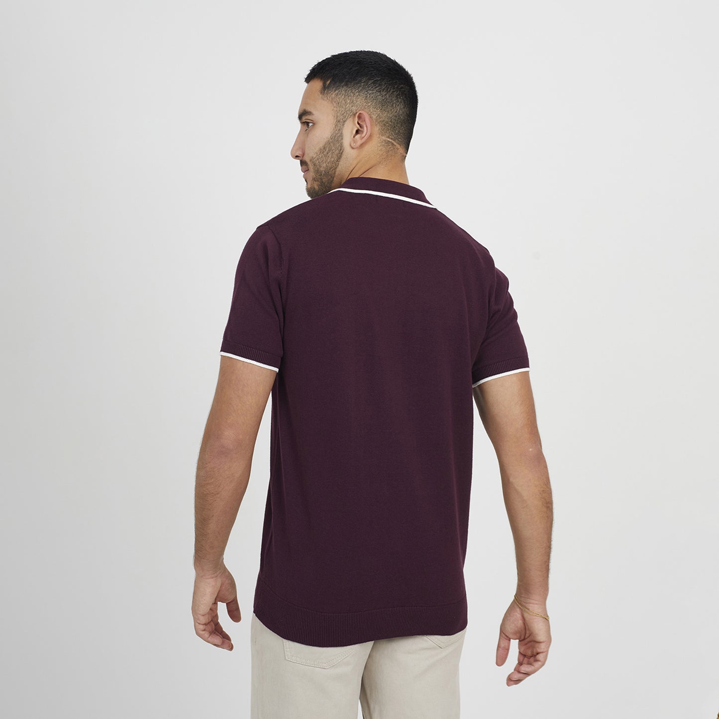 Brave Soul Maroon Short Sleeve Knitted Polo Shirt - Maroon Image 2