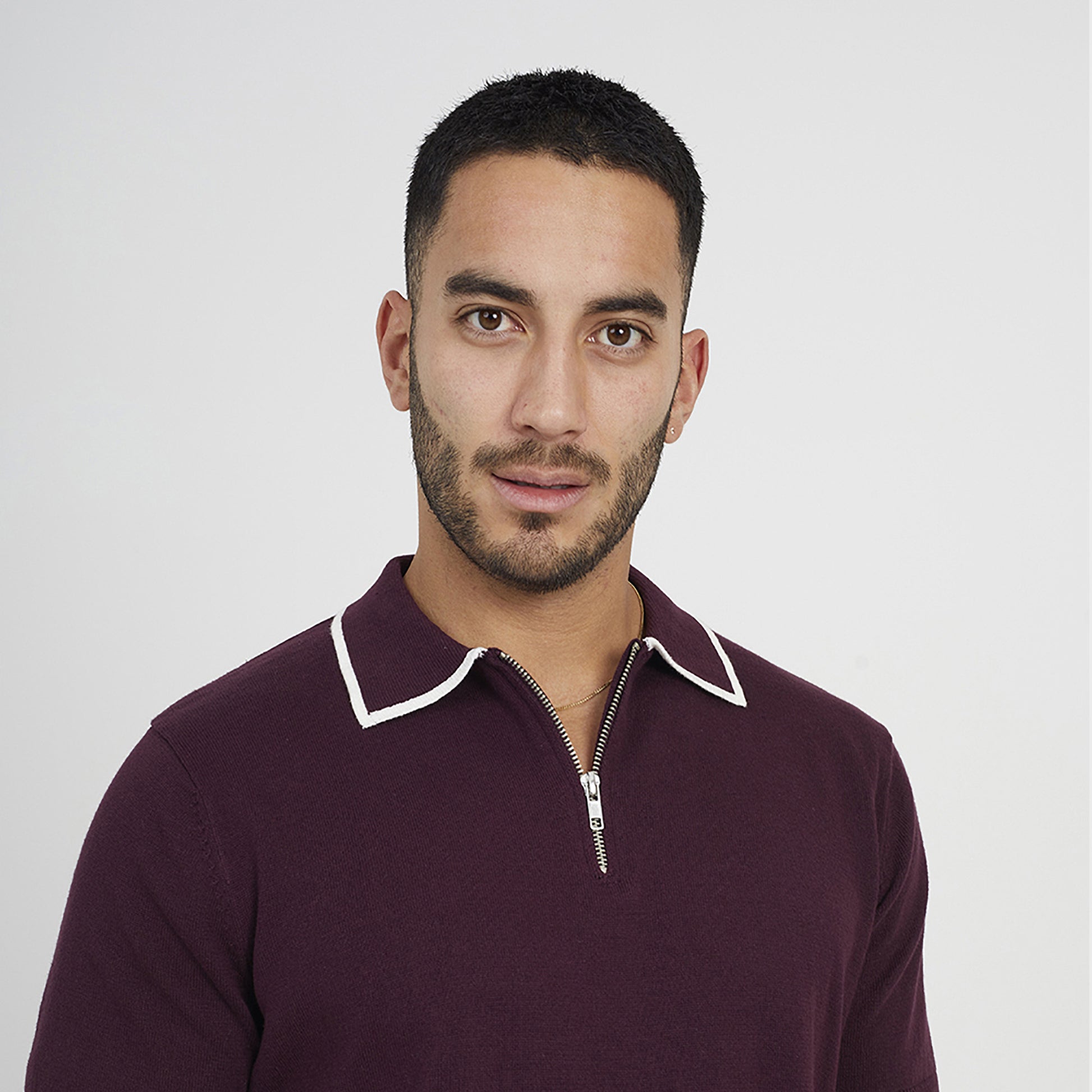 Brave Soul Maroon Short Sleeve Knitted Polo Shirt - Maroon Image 4