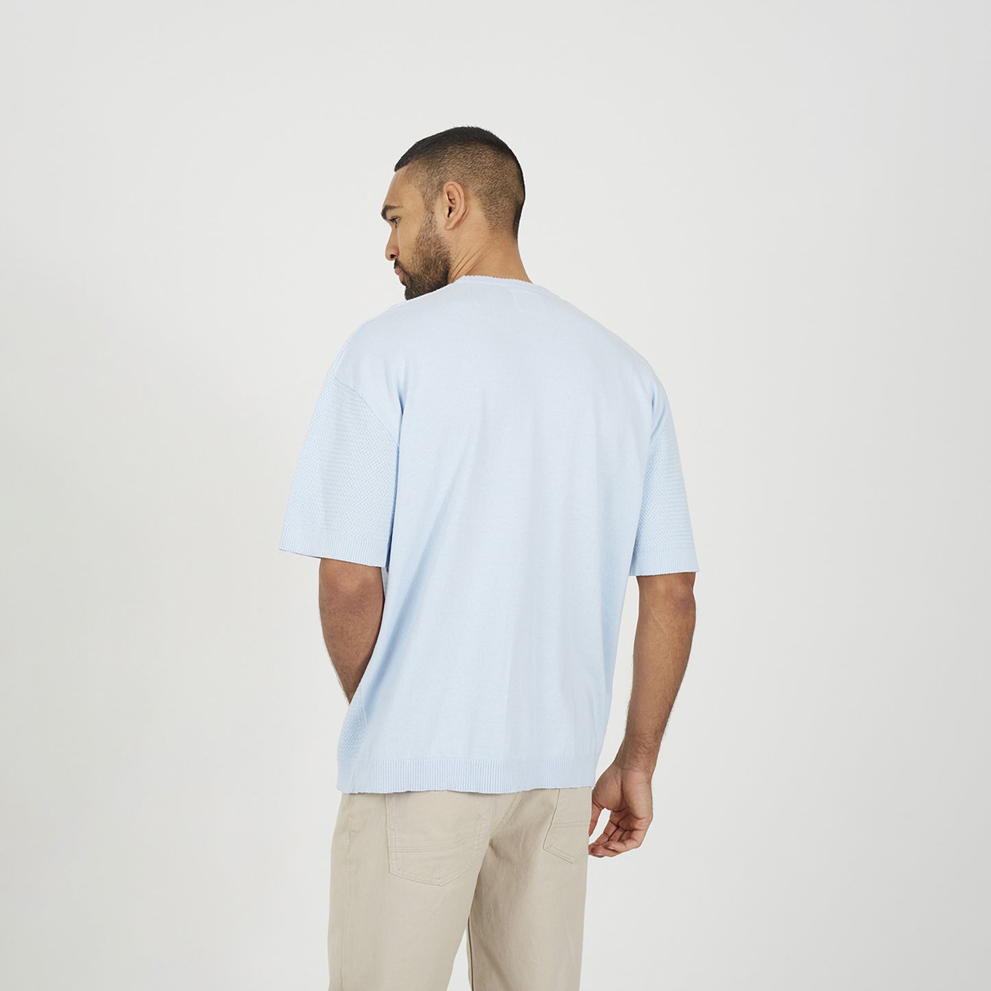 Brave Soul Light Blue Short Sleeve Knitted T-Shirt - Light Blue Image 2