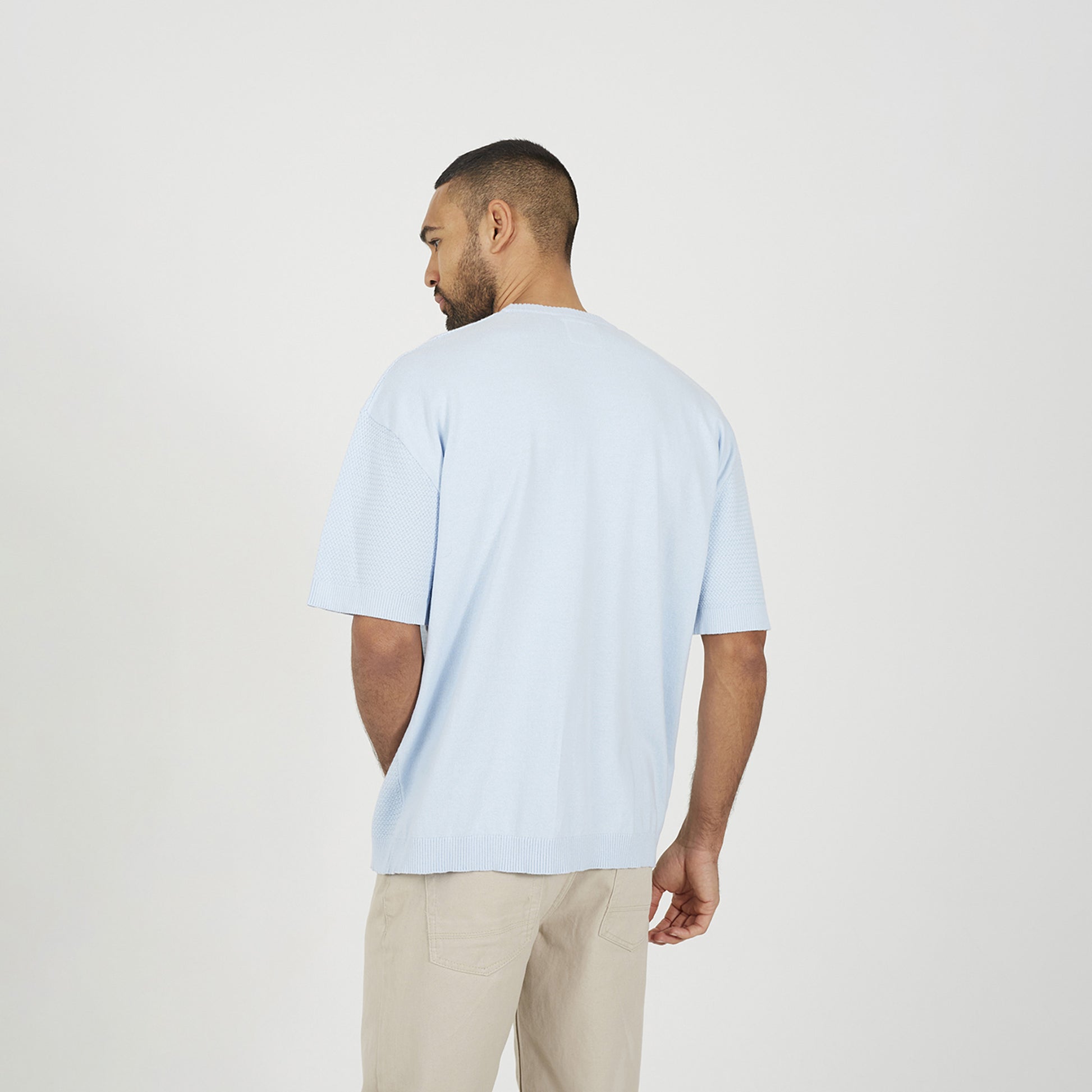 Brave Soul Light Blue Short Sleeve Knitted T-Shirt - Light Blue Image 2