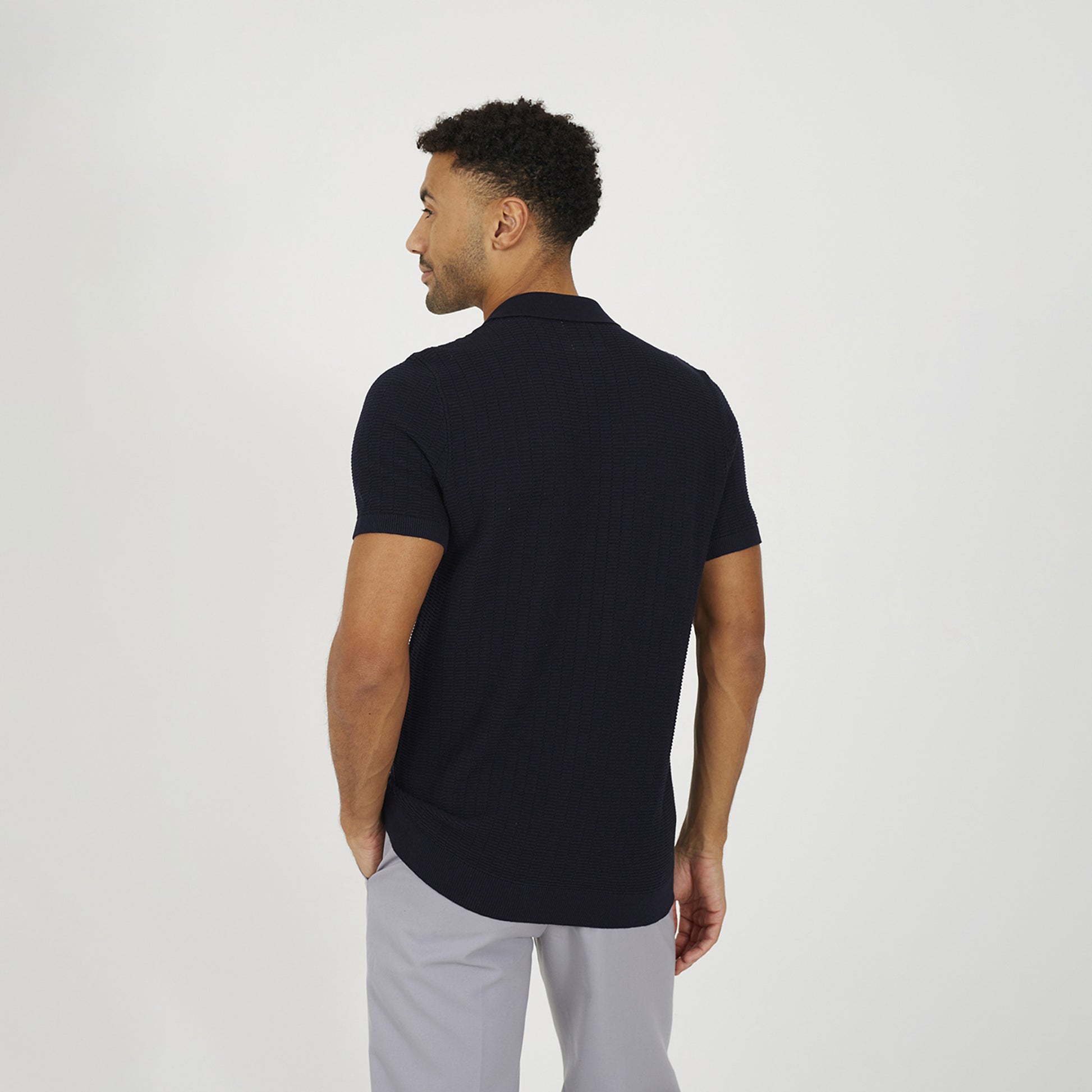 Brave Soul Navy Knitted Short Sleeve Shirt - Navy Image 2