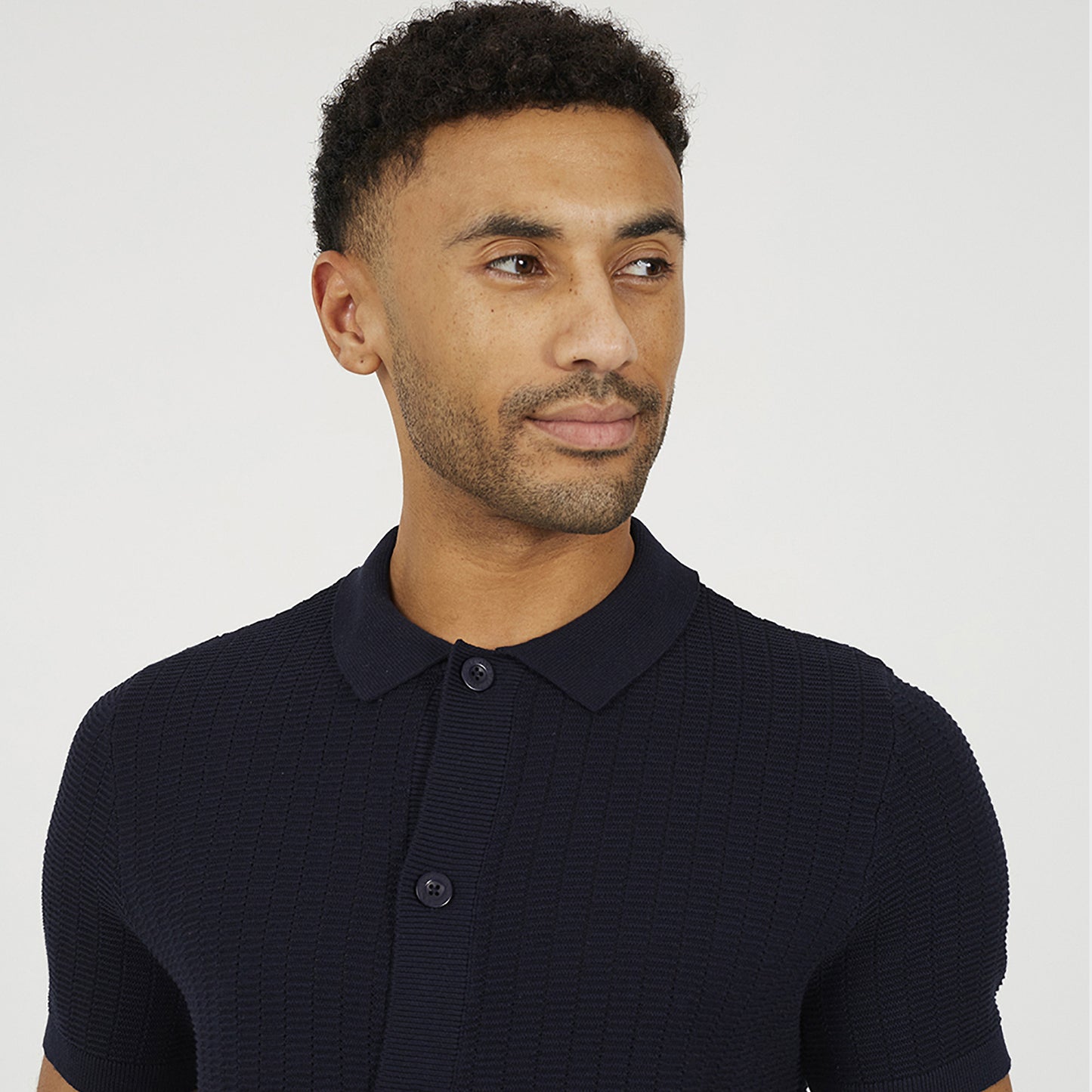 Brave Soul Navy Knitted Short Sleeve Shirt - Navy Image 4