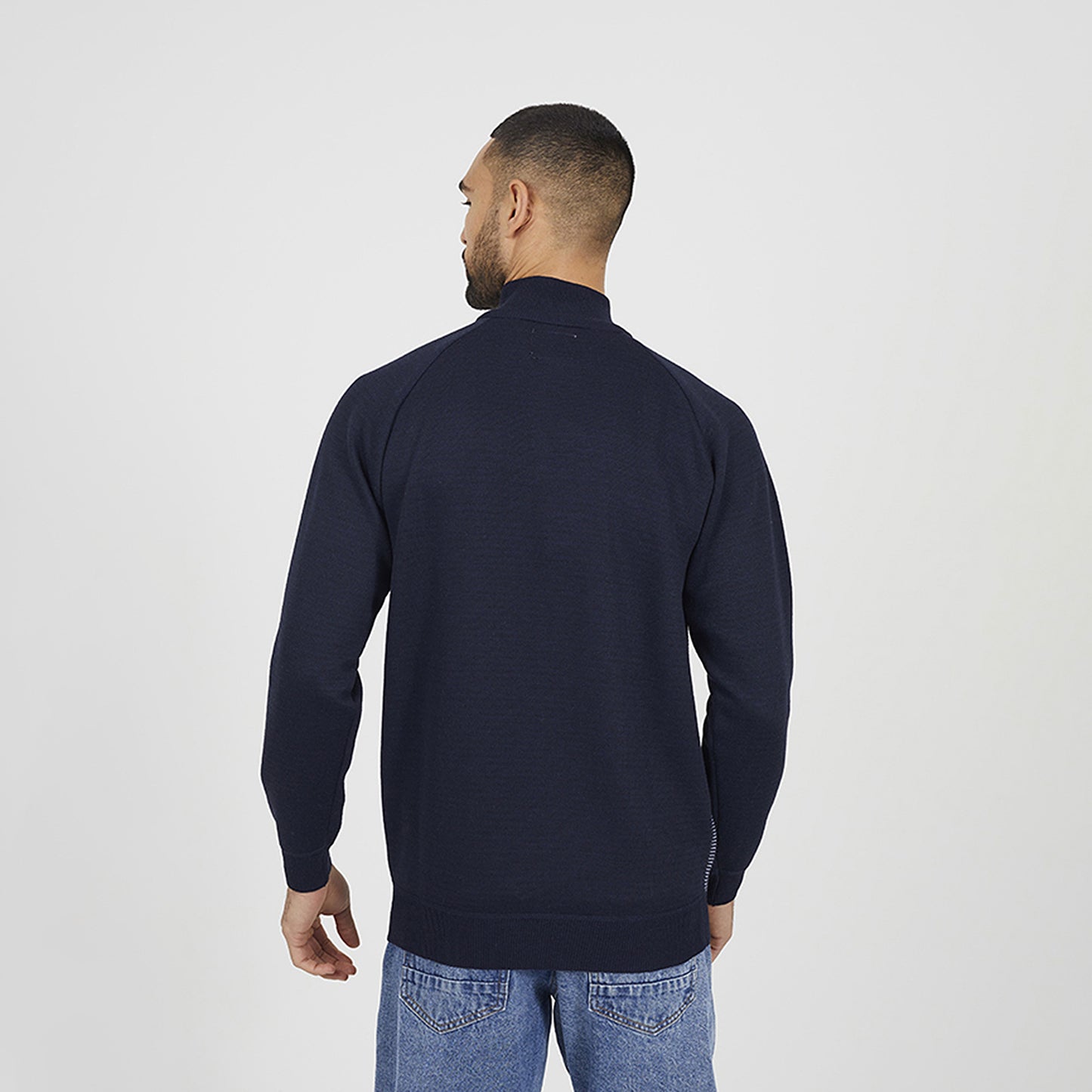 Brave Soul Navy Quarter Zip Funnel Neck Jumper - Navy Image 2