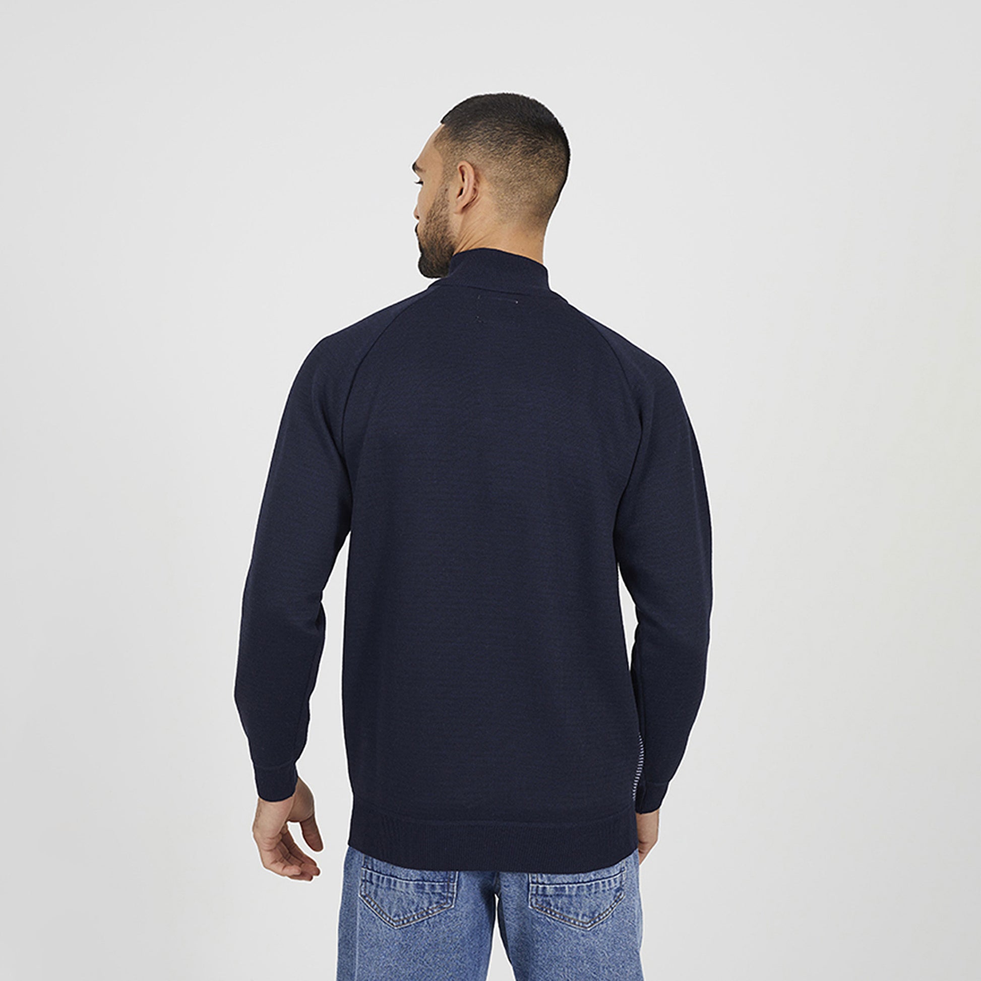 Brave Soul Navy Quarter Zip Funnel Neck Jumper - Navy Image 2
