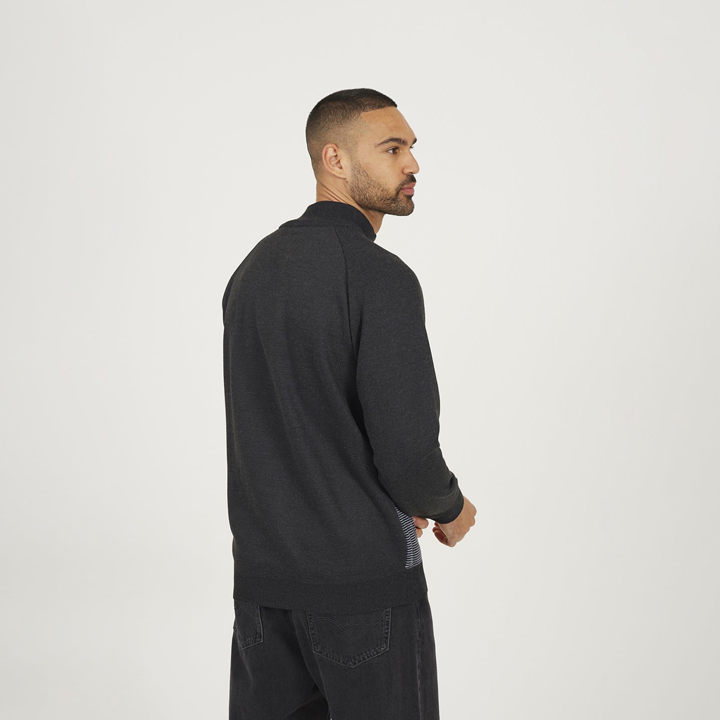 Brave Soul Charcoal Quarter Zip Funnel Neck Jumper - Charcoal Image 2