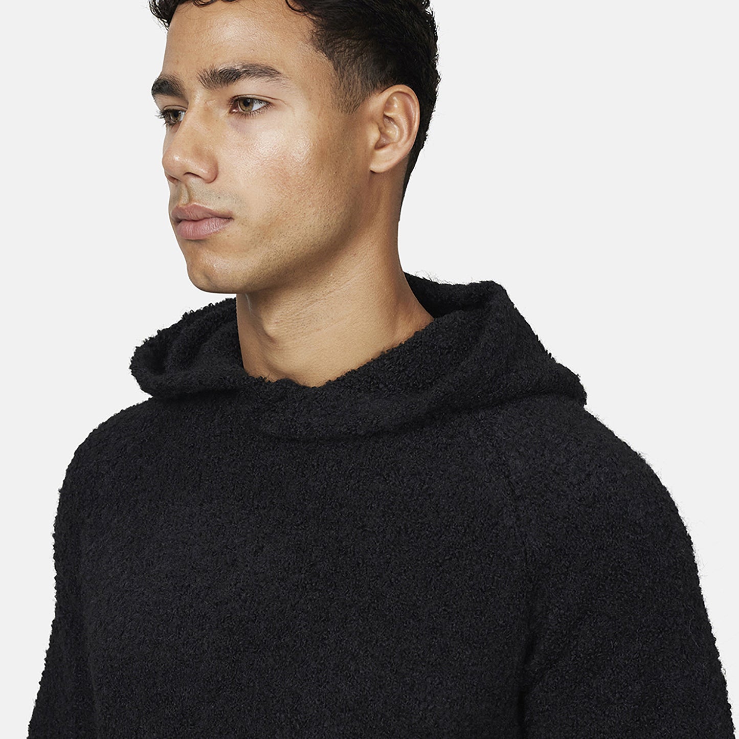 Good For Nothing Black Relaxed Boucle Knitted Pullover Hoodie - Black Image 2