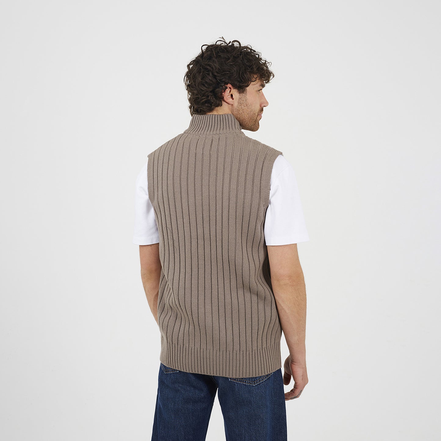 Brave Soul Grey Sleeveless Quarter Zip Jumper - Grey Image 2