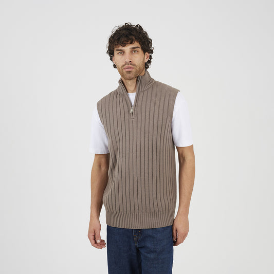 Brave Soul Grey Sleeveless Quarter Zip Jumper - Grey Image 1