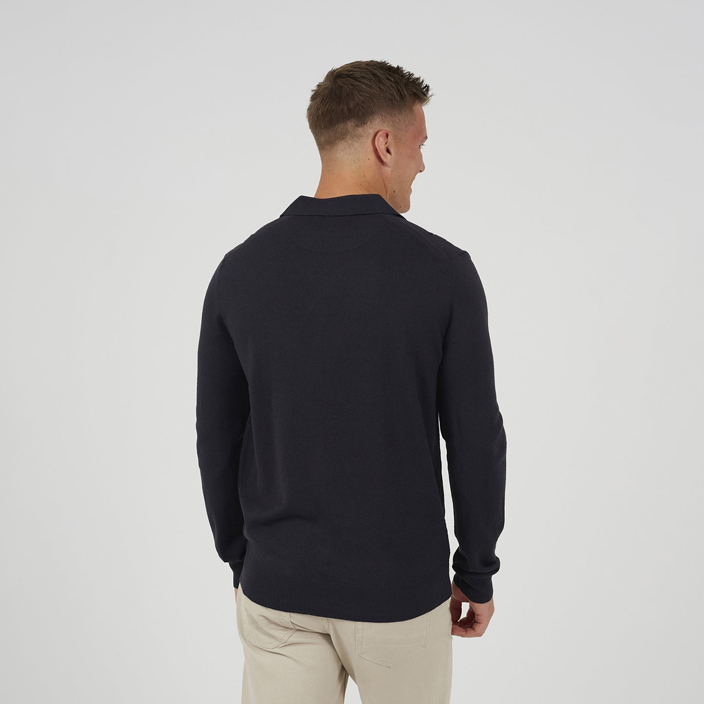 Brave Soul Navy Trophy Neck Knitted Polo - Navy Image 2