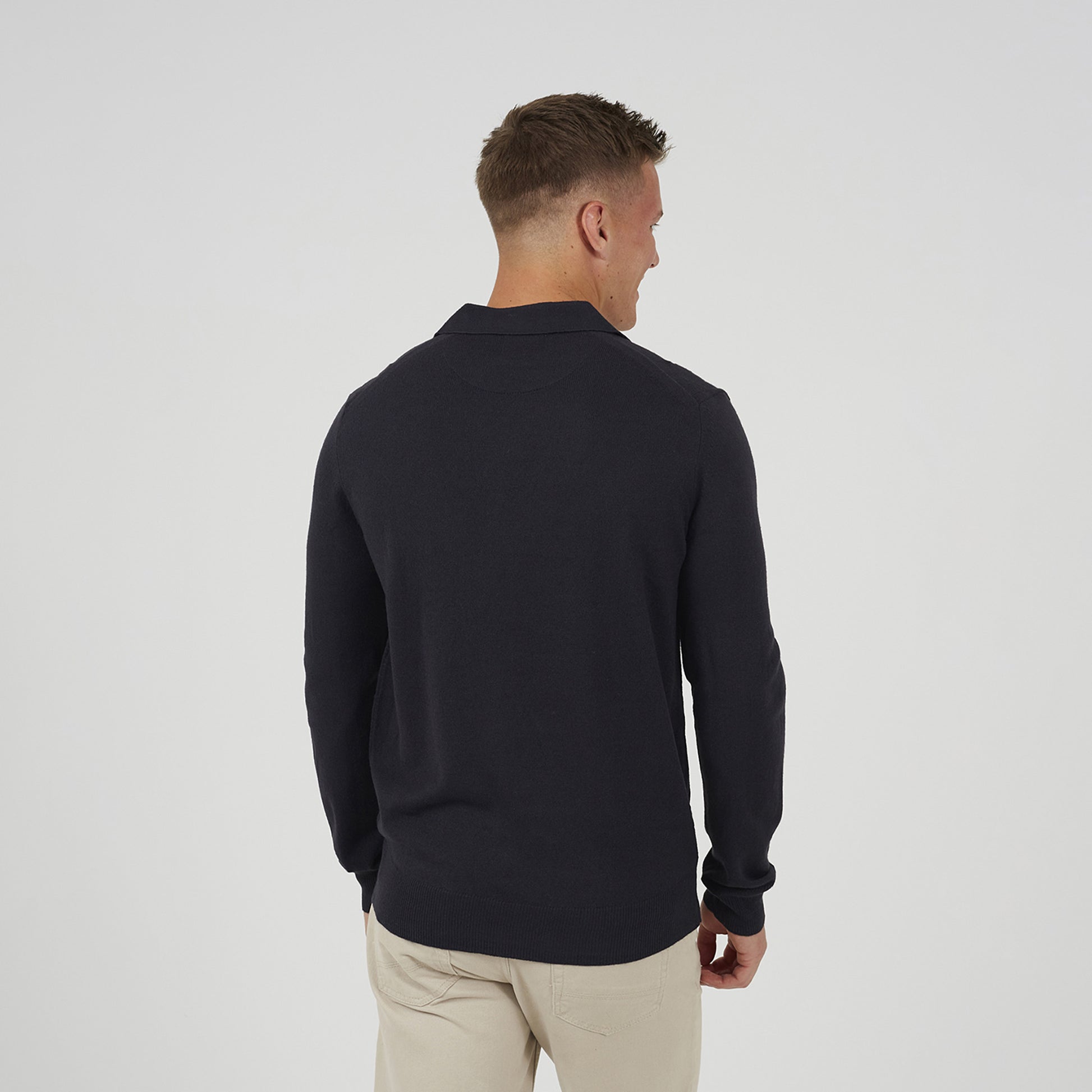 Brave Soul Navy Trophy Neck Knitted Polo - Navy Image 2
