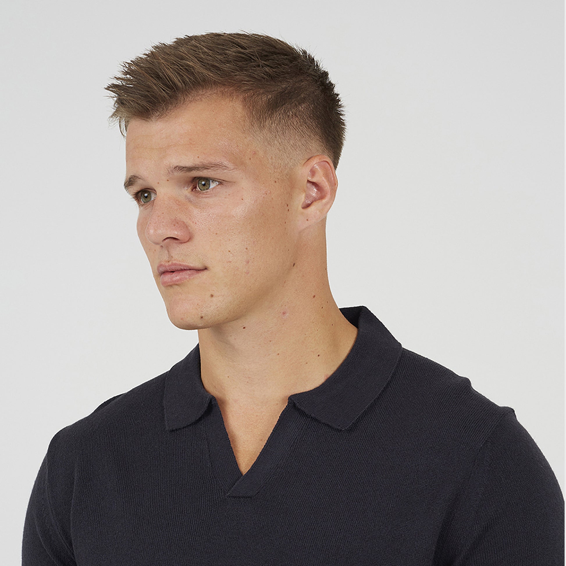 Brave Soul Navy Trophy Neck Knitted Polo - Navy Image 4