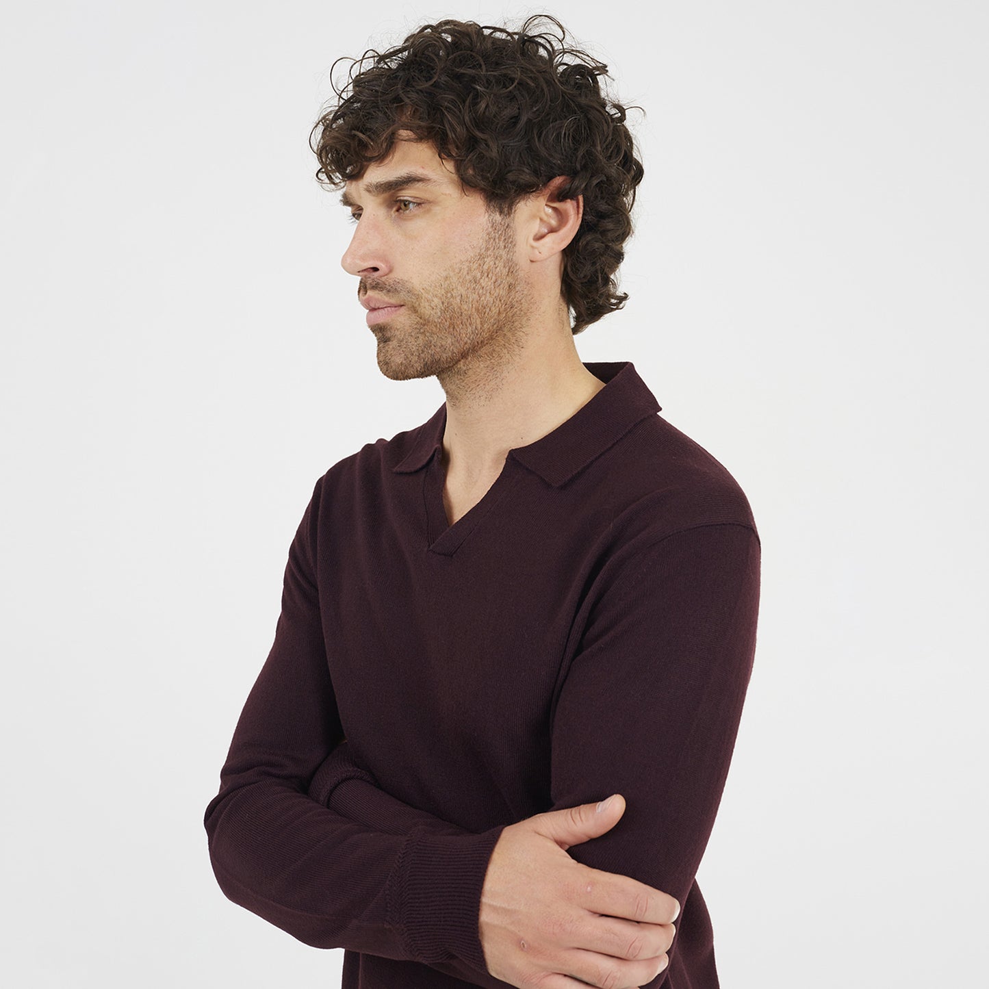 Brave Soul Burgundy Trophy Neck Knitted Polo - Burgundy Image 4