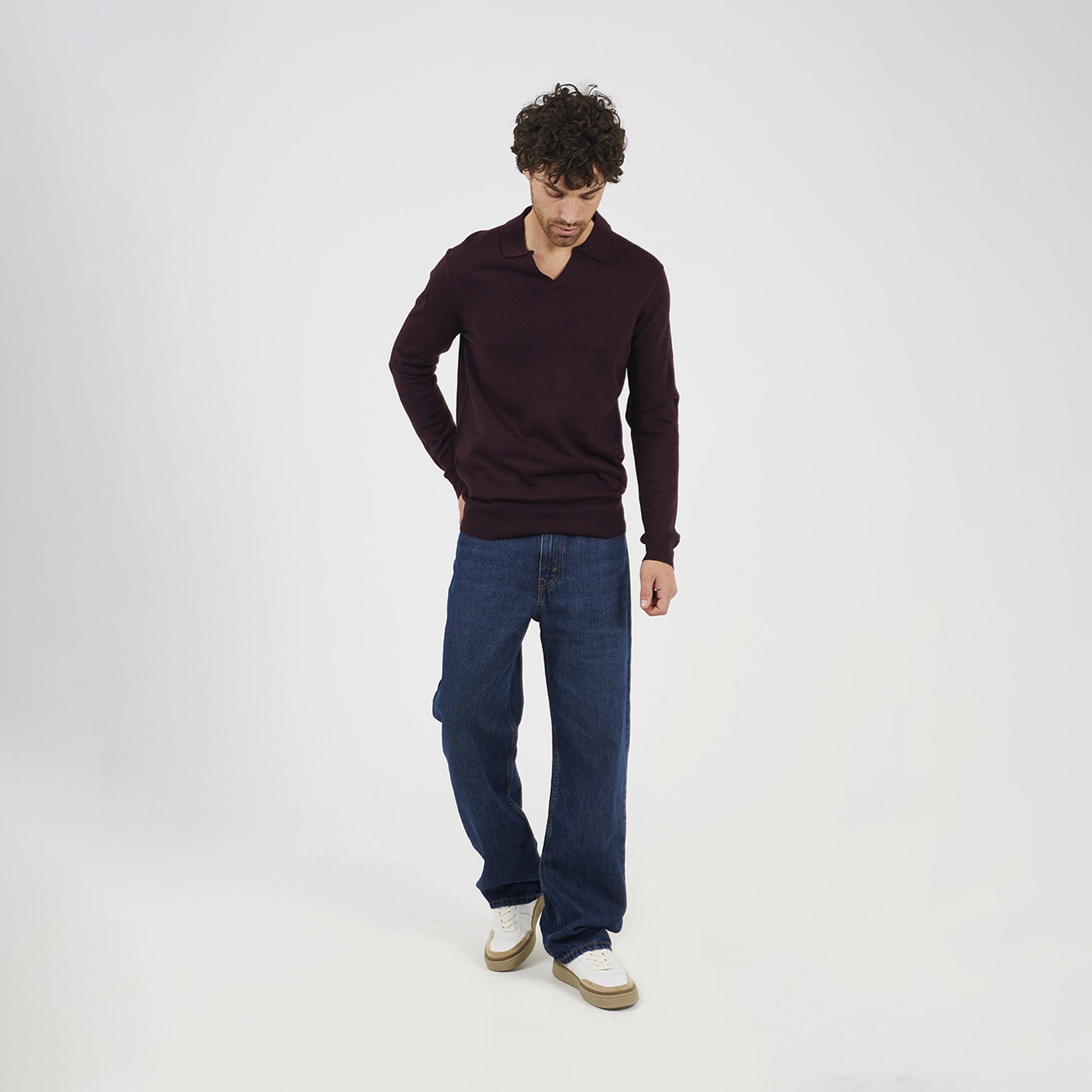 Brave Soul Burgundy Trophy Neck Knitted Polo - Burgundy Image 3