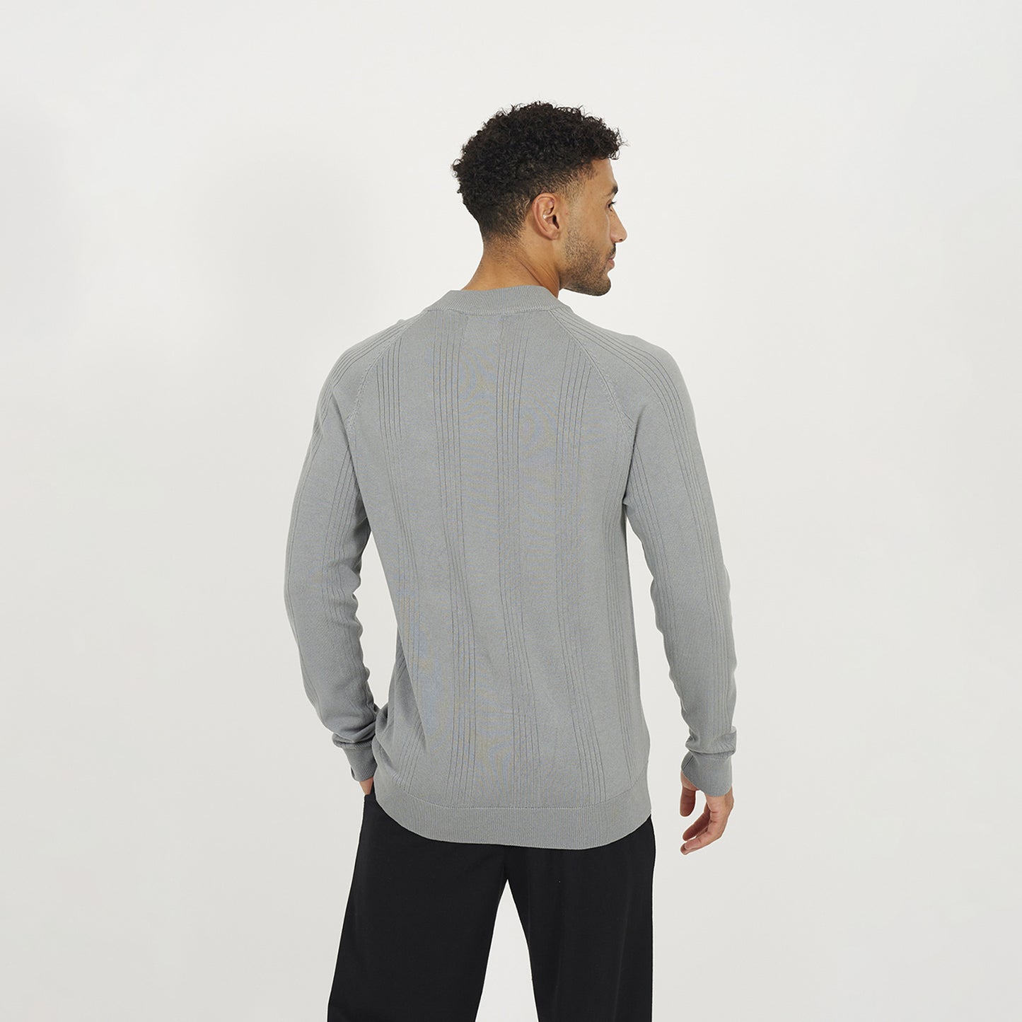 Brave Soul Grey Long Sleeve Ribbed Raglan Jumper - Grey Image 2