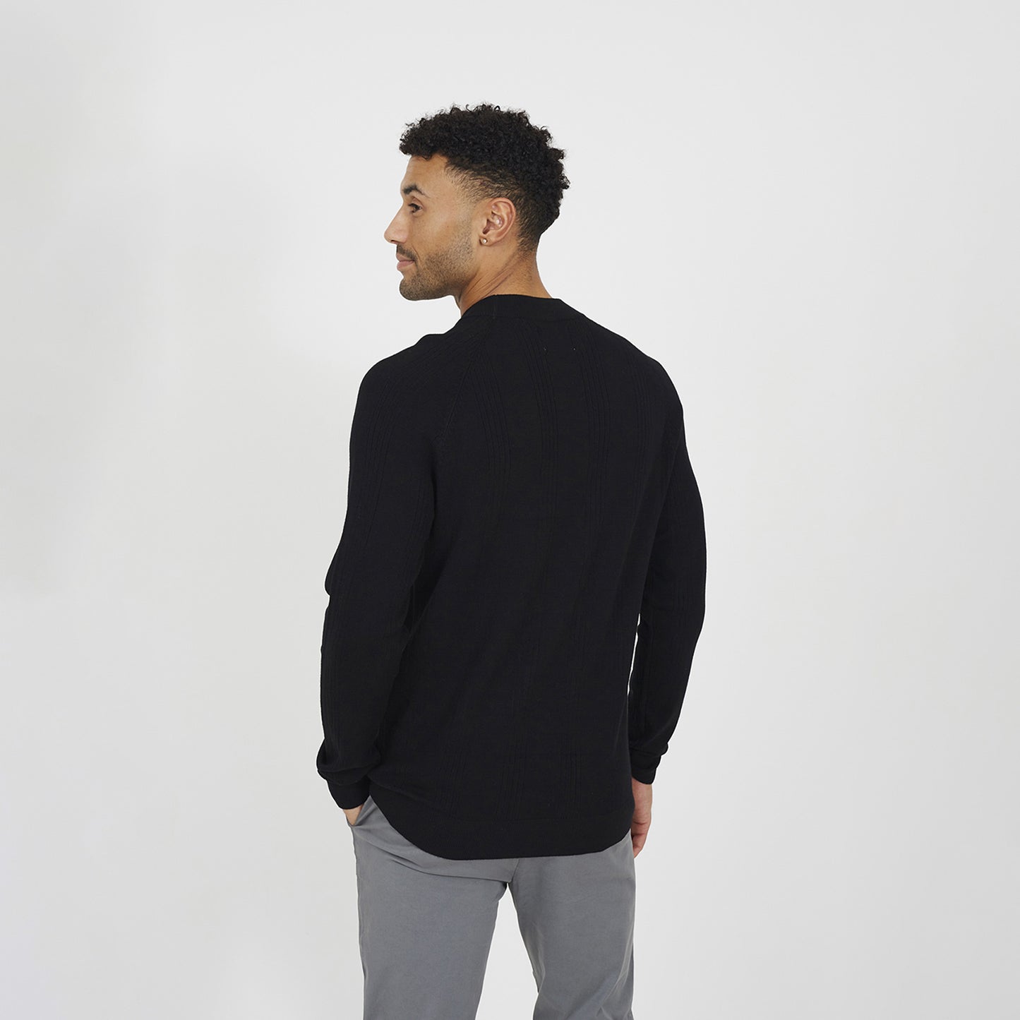 Brave Soul Black Long Sleeve Ribbed Raglan Jumper - Black Image 2