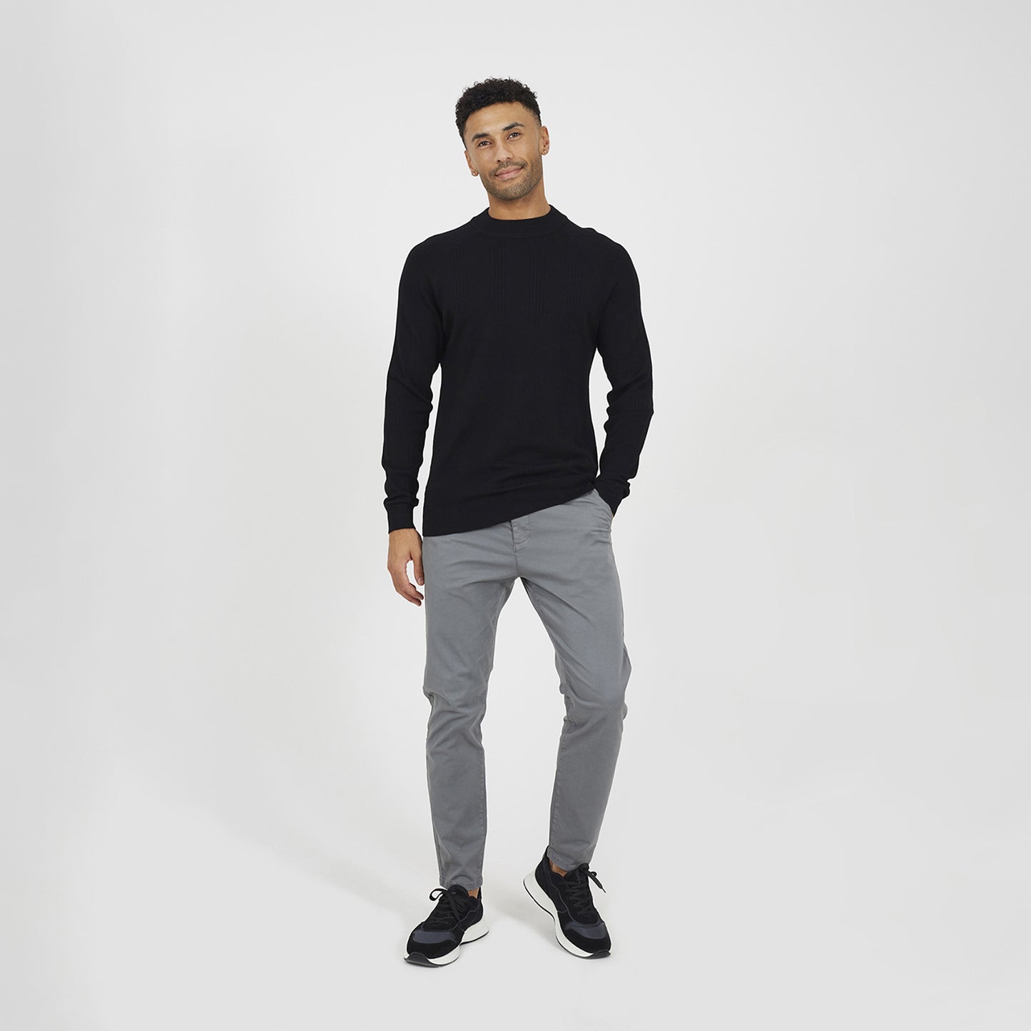 Brave Soul Black Long Sleeve Ribbed Raglan Jumper - Black Image 3