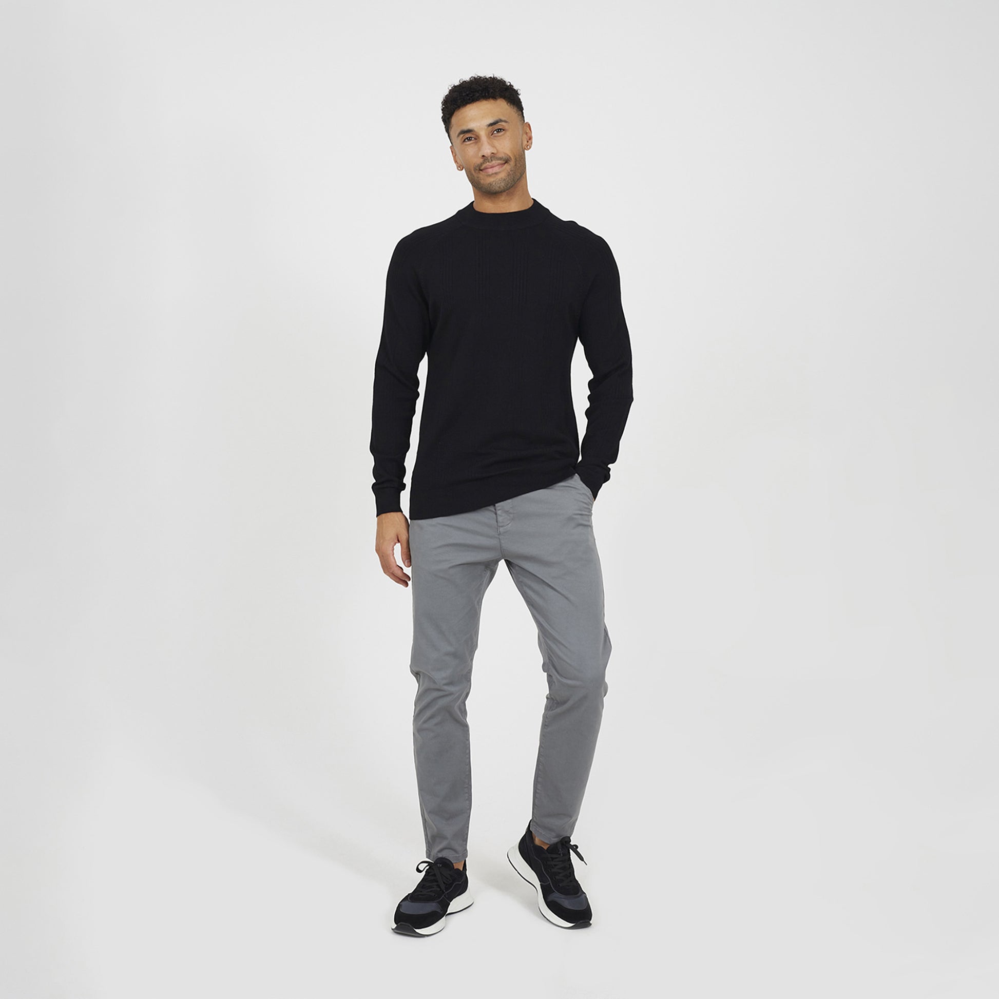 Brave Soul Black Long Sleeve Ribbed Raglan Jumper - Black Image 3