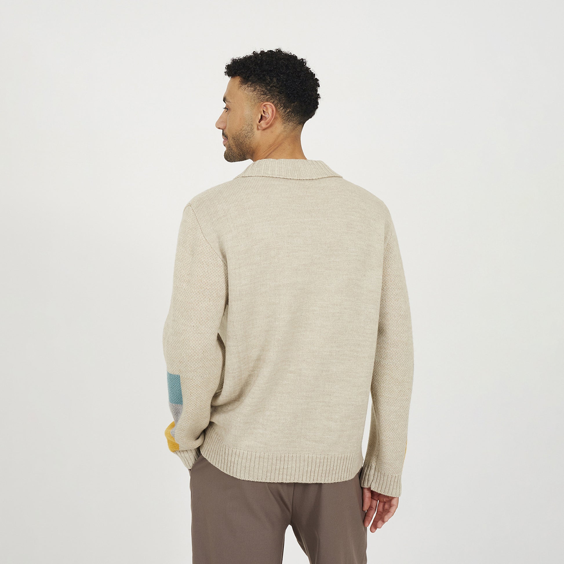 Brave Soul Beige Abstract Block Pattern Cardigan - Beige Image 2