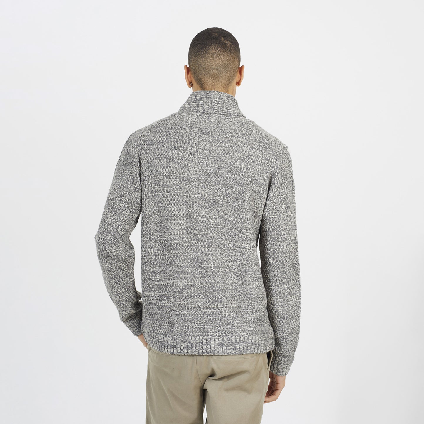 Brave Soul Ecru Shawl Neck Textured Knit Jumper - Ecru Image 2