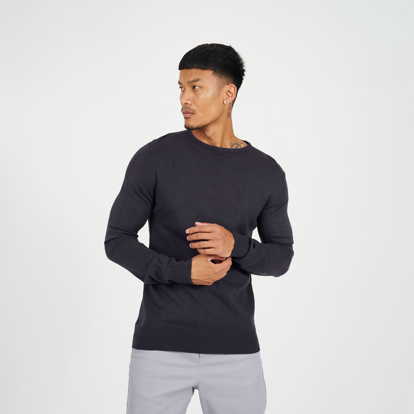 Brave Soul Navy 2 Pack Crew Neck Knit Jumpers - Navy Image 1
