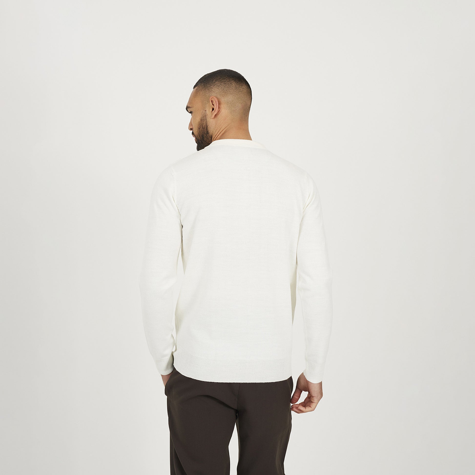 Brave Soul Off White Long Sleeve Knitted Polo - Off White Image 2