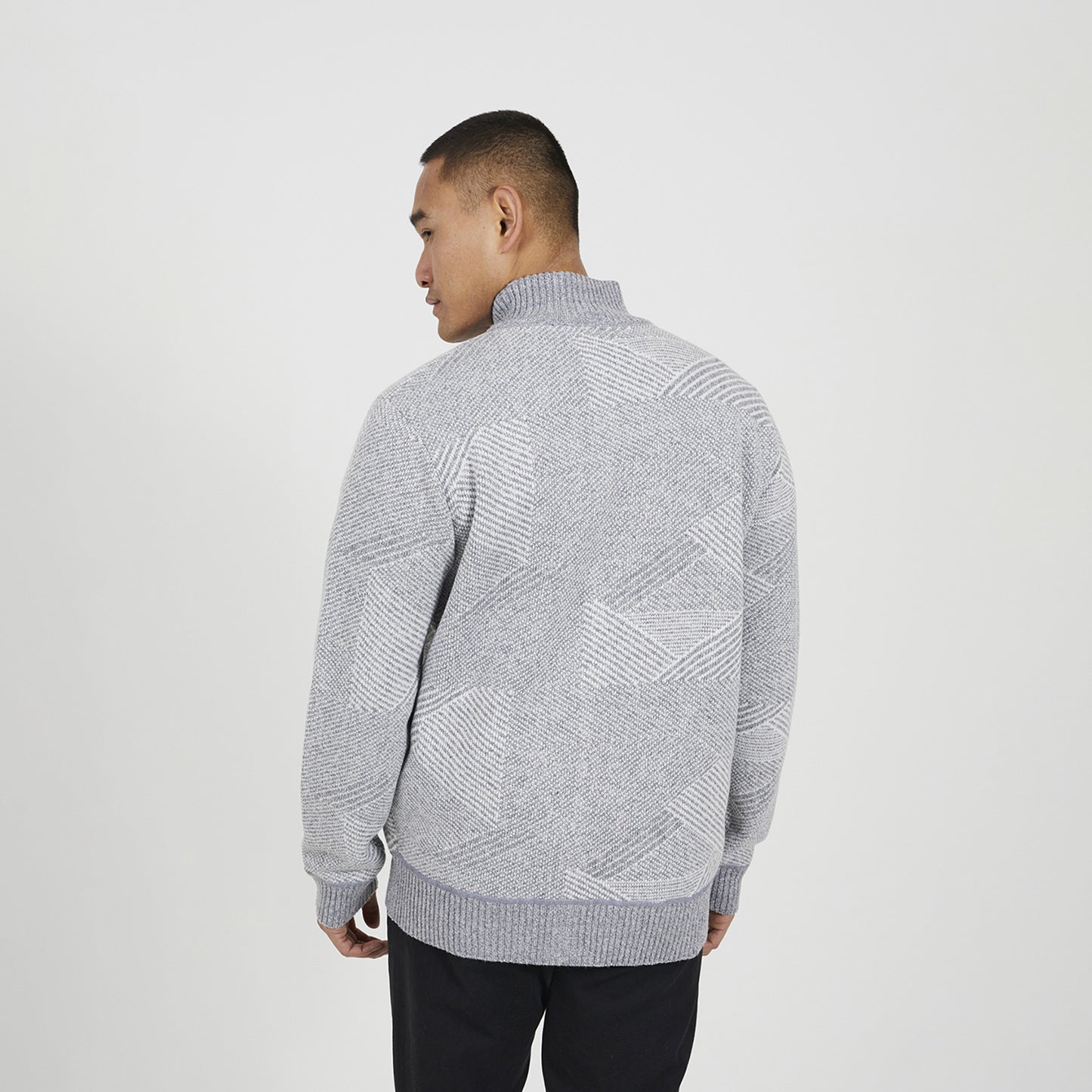 Brave Soul Grey Funnel Neck Zip Through Knitted Jumper - Grey Image 2