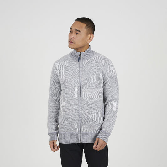 Brave Soul Grey Funnel Neck Zip Through Knitted Jumper - Grey Image 1