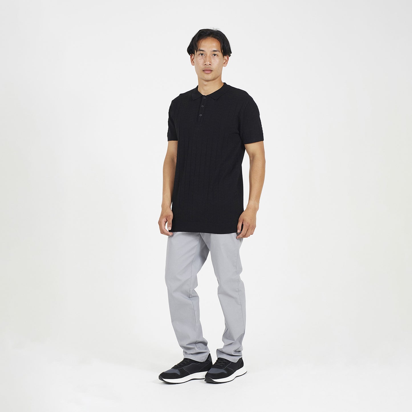 Brave Soul Black Short Sleeve Knitted Polo Shirt - Black Image 3