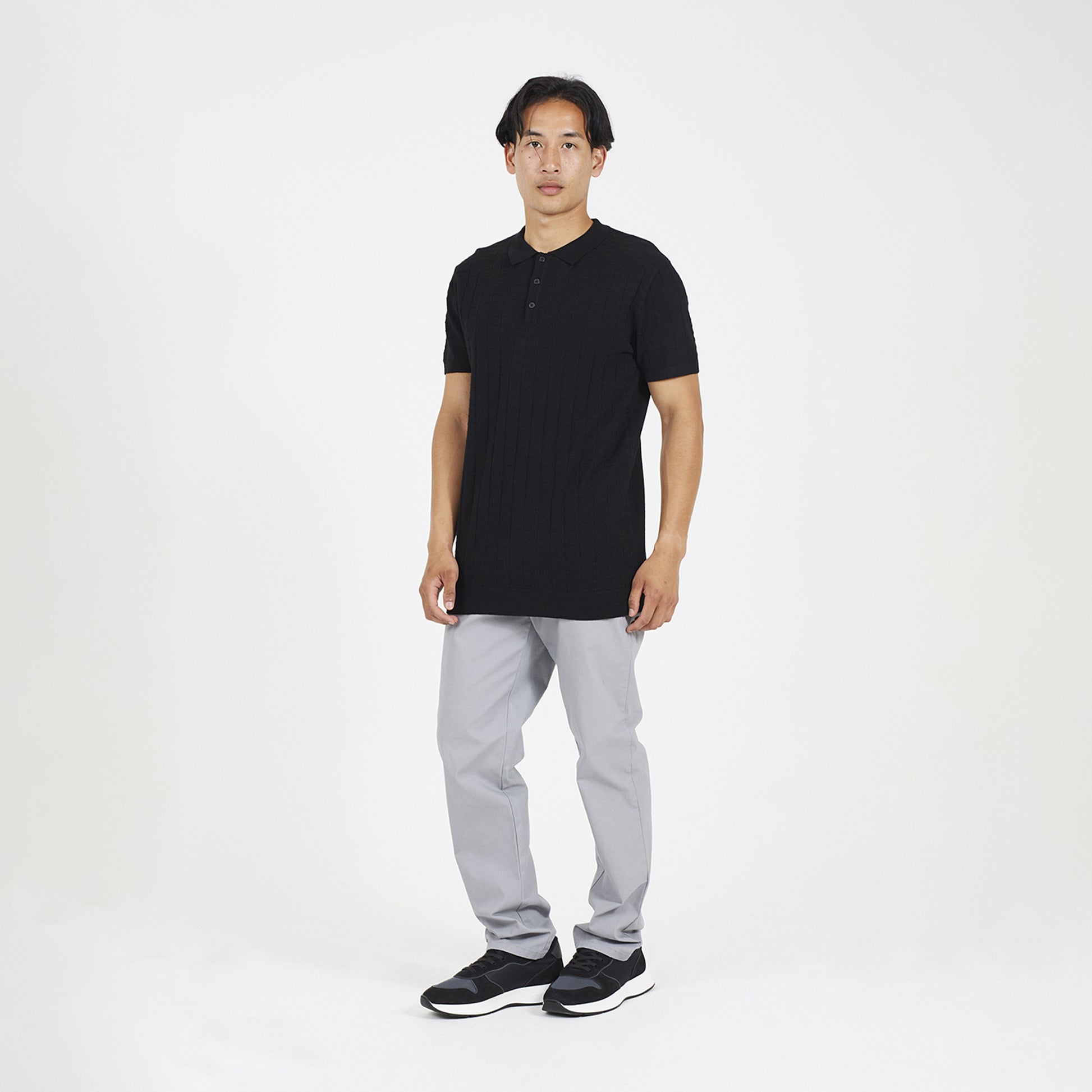 Brave Soul Black Short Sleeve Knitted Polo Shirt - Black Image 3