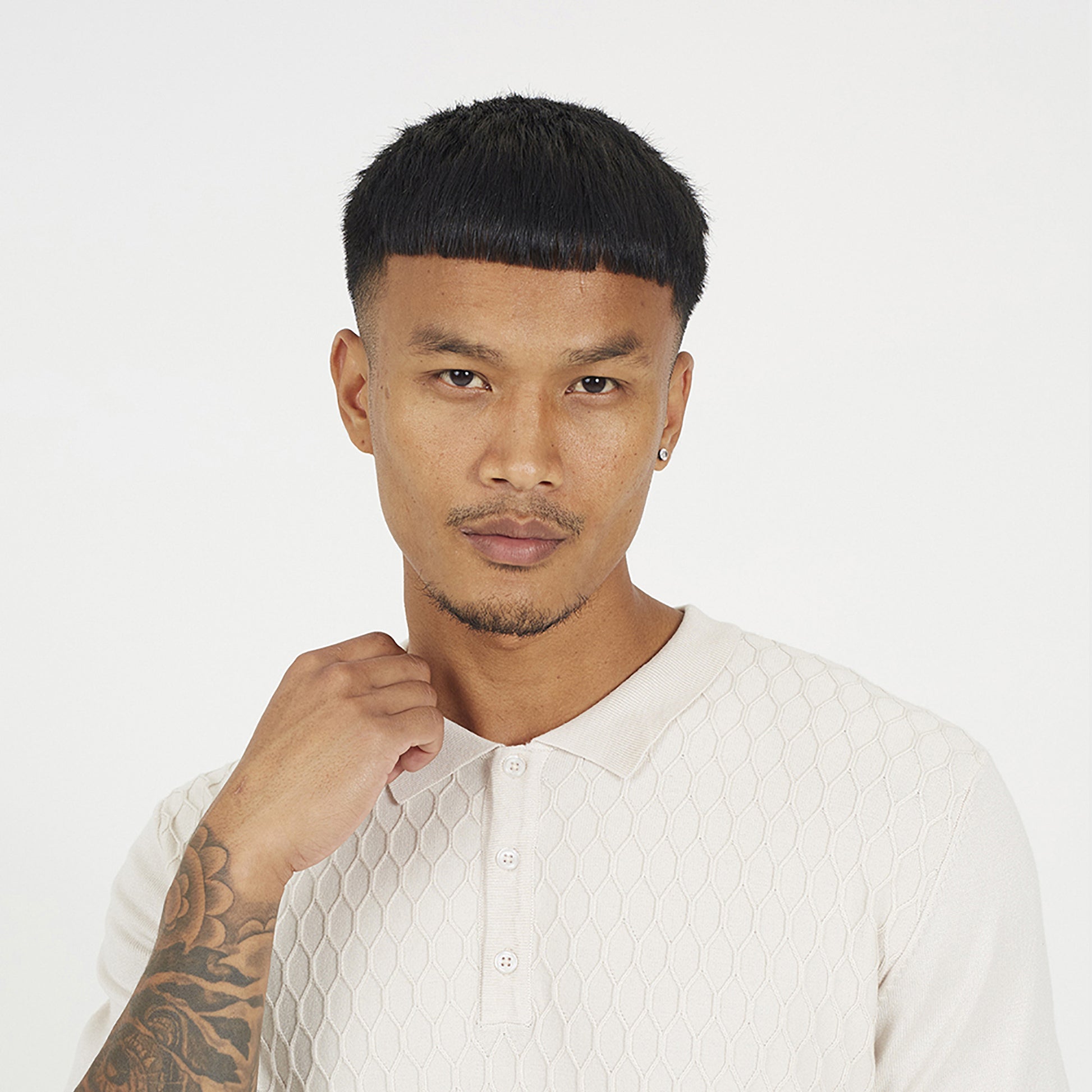Brave Soul Light Sand Short Sleeve Knitted Polo Shirt - Light Sand Image 4
