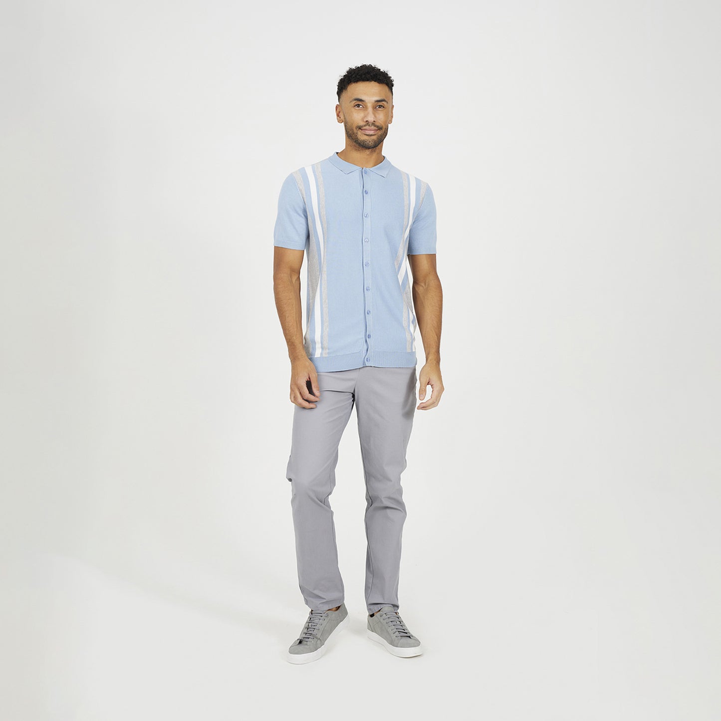 Brave Soul Blue Knitted Short Sleeve Shirt - Blue Image 3