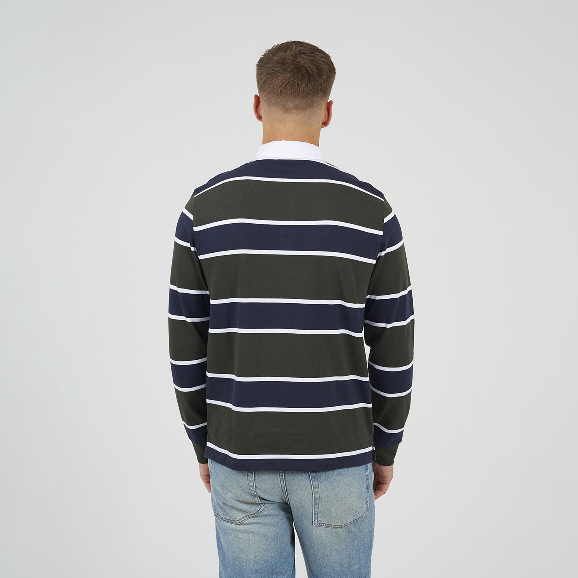 Brave Soul Dark Green Striped Rugby Shirt - Dark Green Image 2
