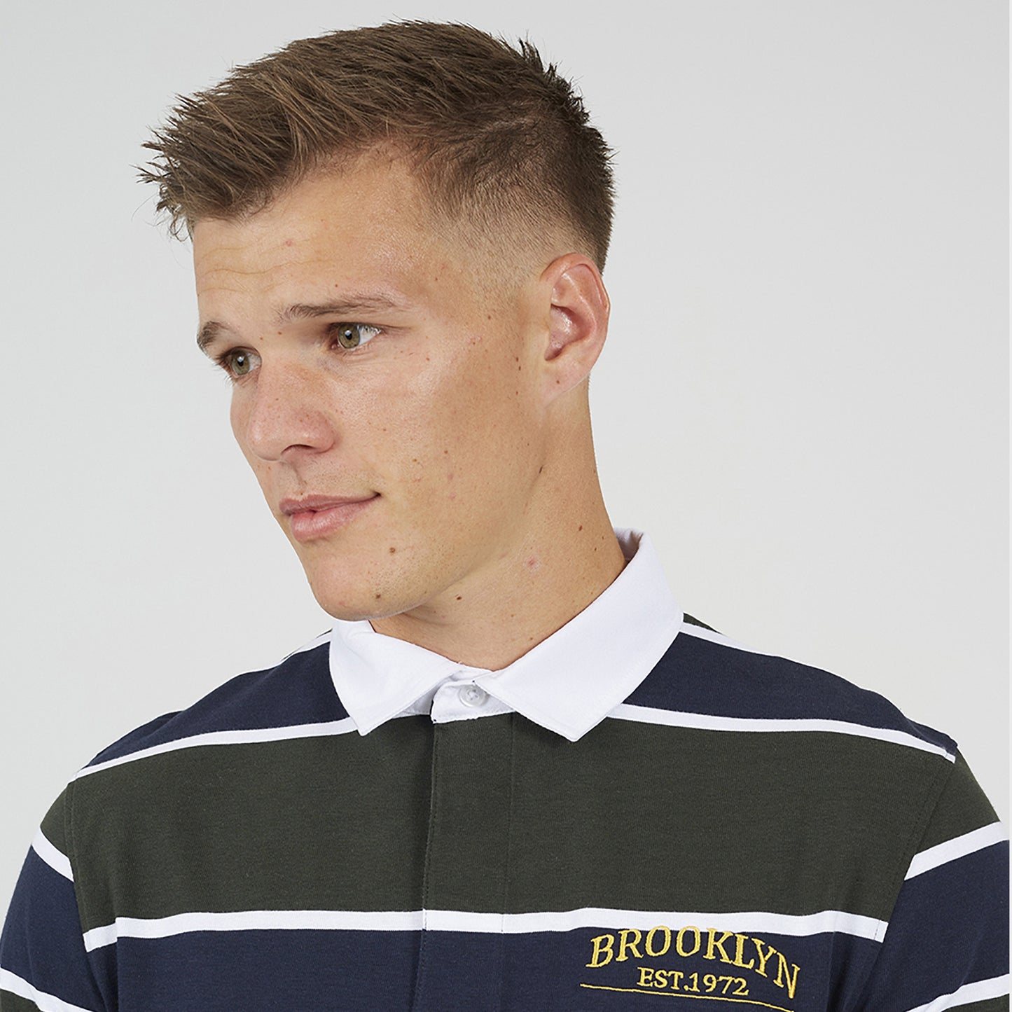 Brave Soul Dark Green Striped Rugby Shirt - Dark Green Image 4