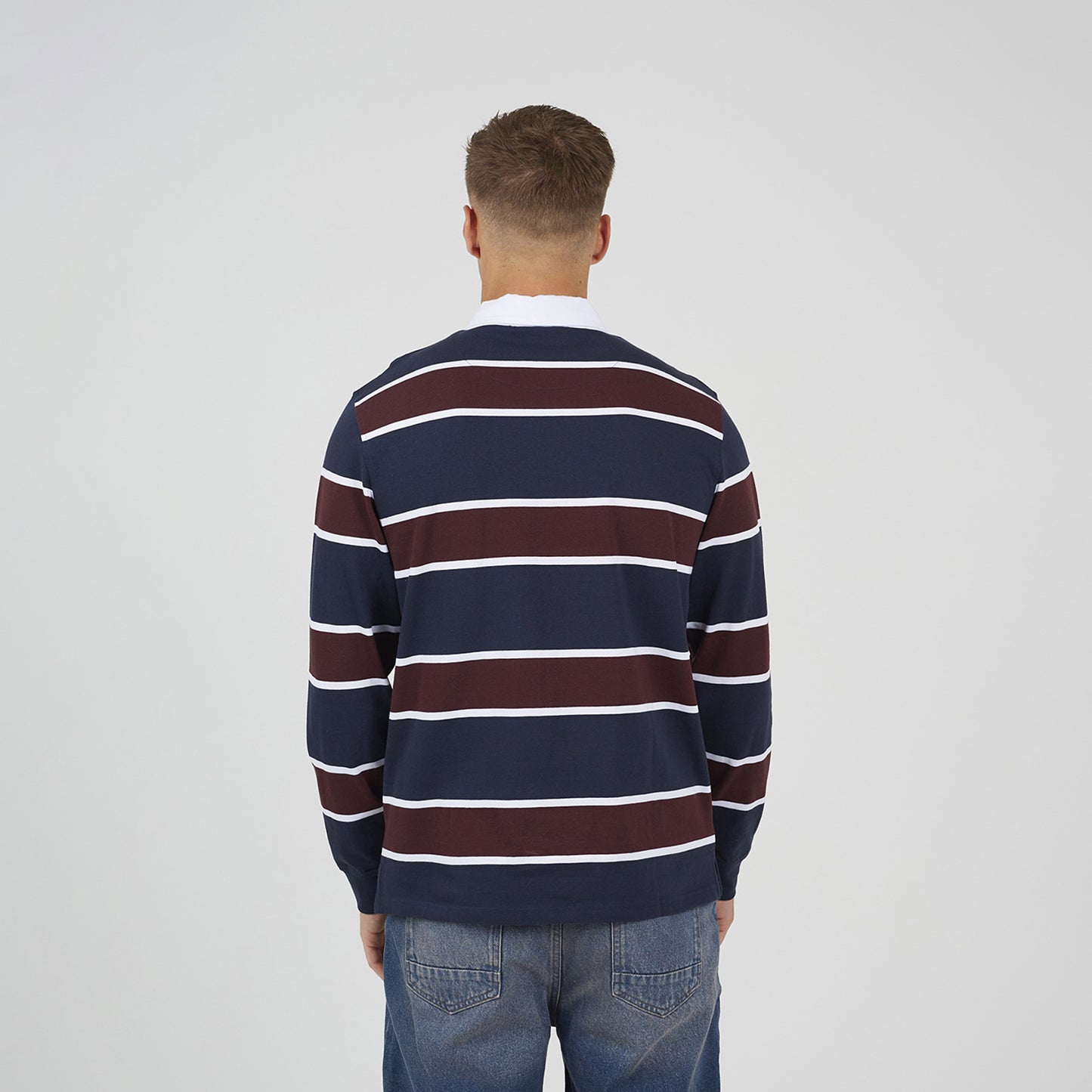 Brave Soul Navy Striped Rugby Shirt - Navy Image 2