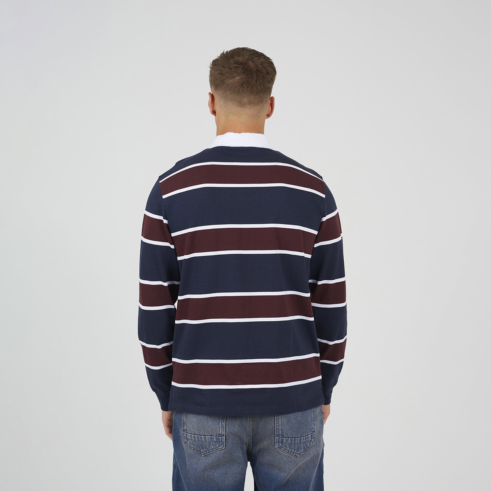 Brave Soul Navy Striped Rugby Shirt - Navy Image 2