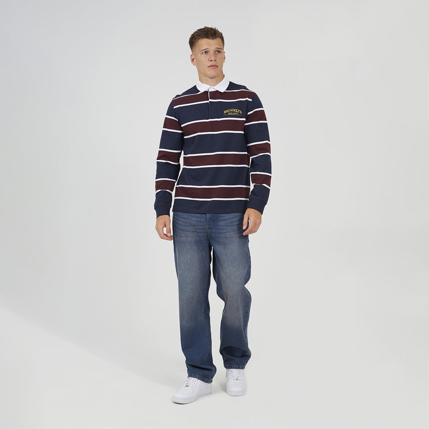 Brave Soul Navy Striped Rugby Shirt - Navy Image 3