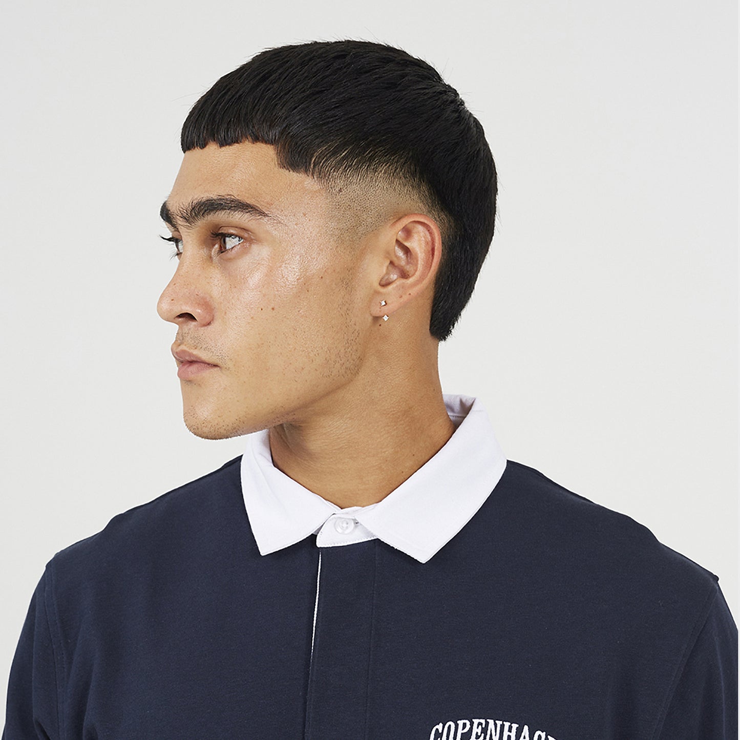 Brave Soul Navy Solid Colour Rugby Shirt - Navy Image 4